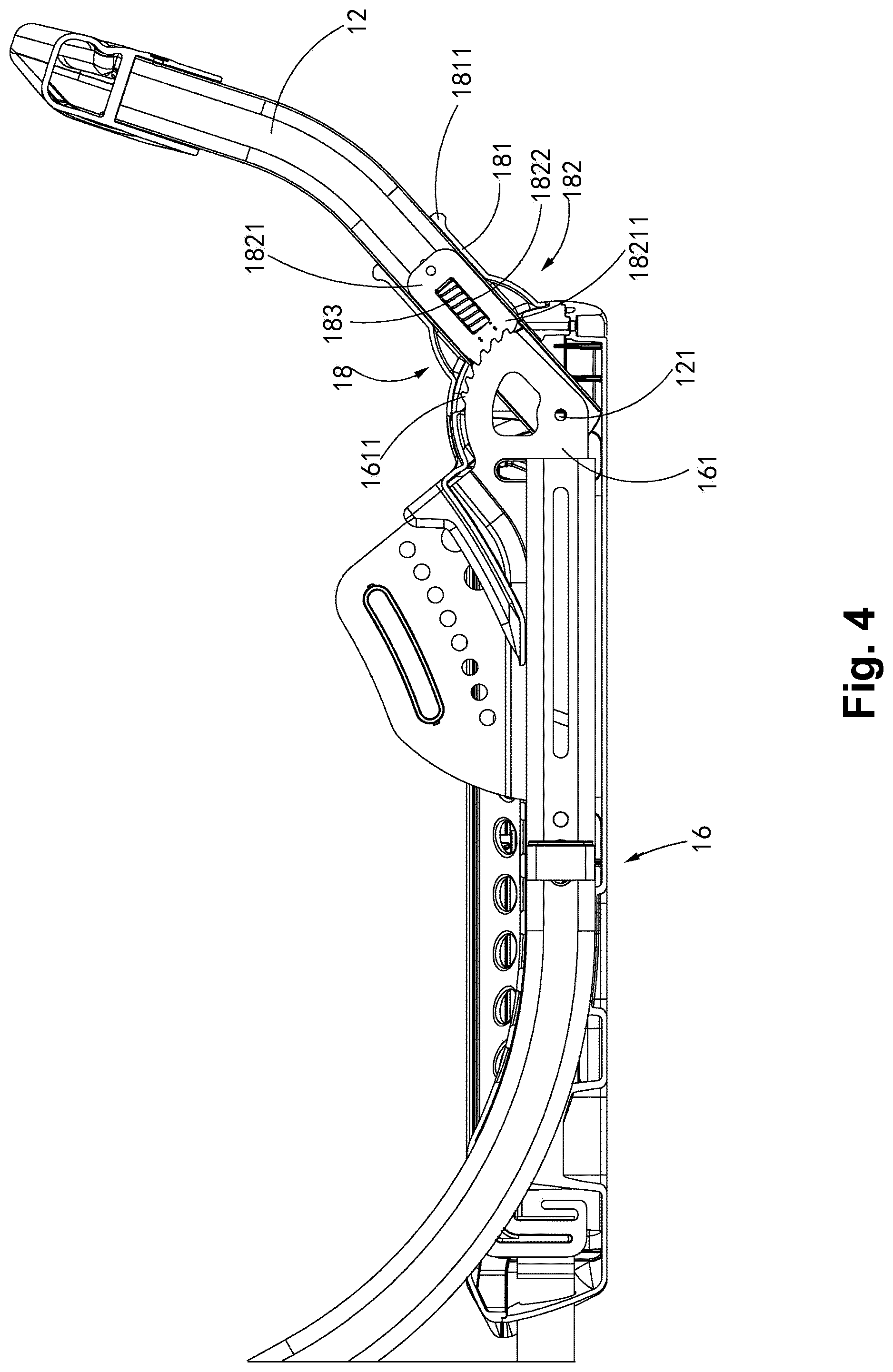 Patent US12325334 Figure 4 – Adjustable mount and child safety seat