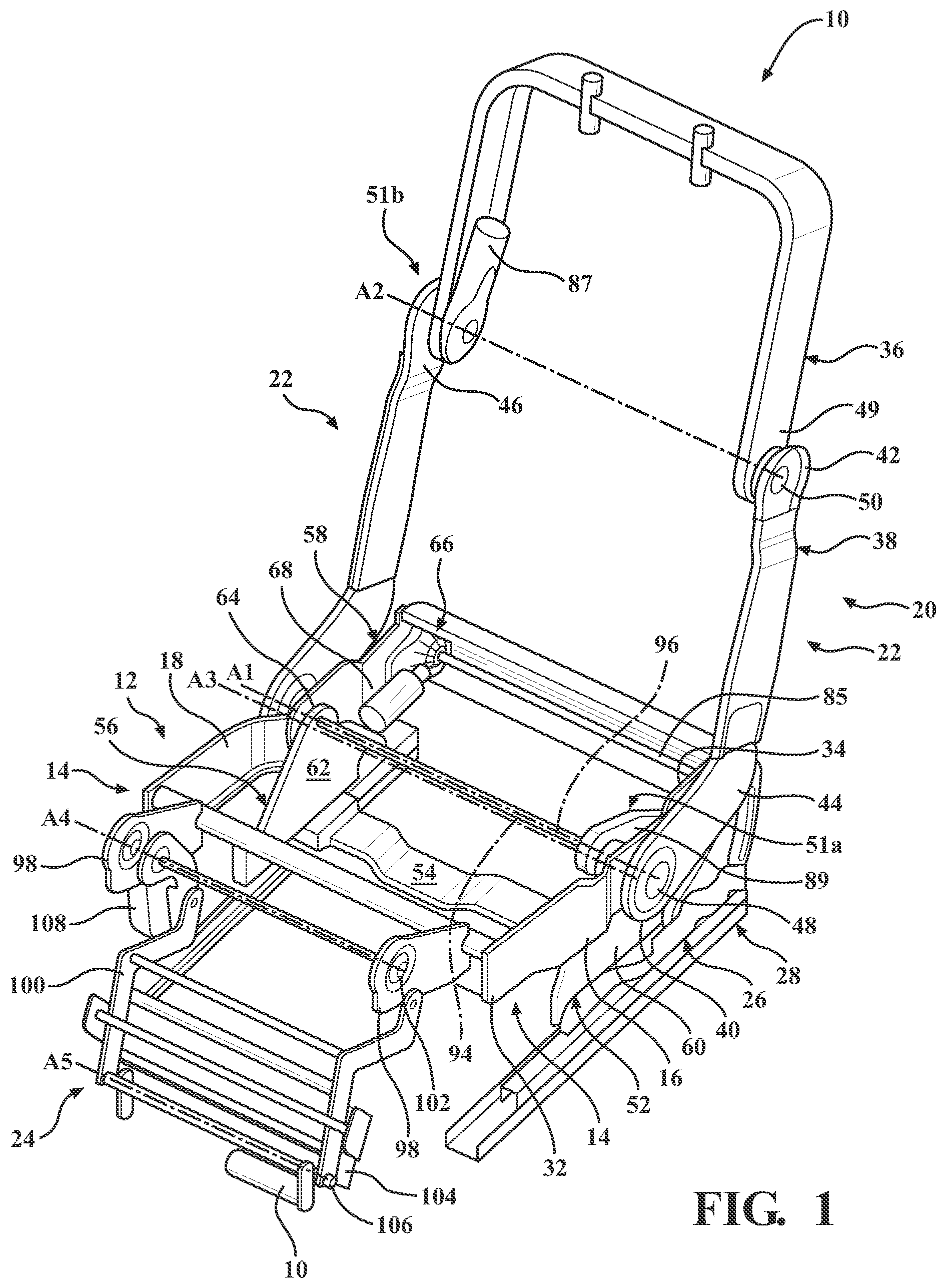 Patent US12325336 Figure 1 – Seat assembly with zero-gravity position