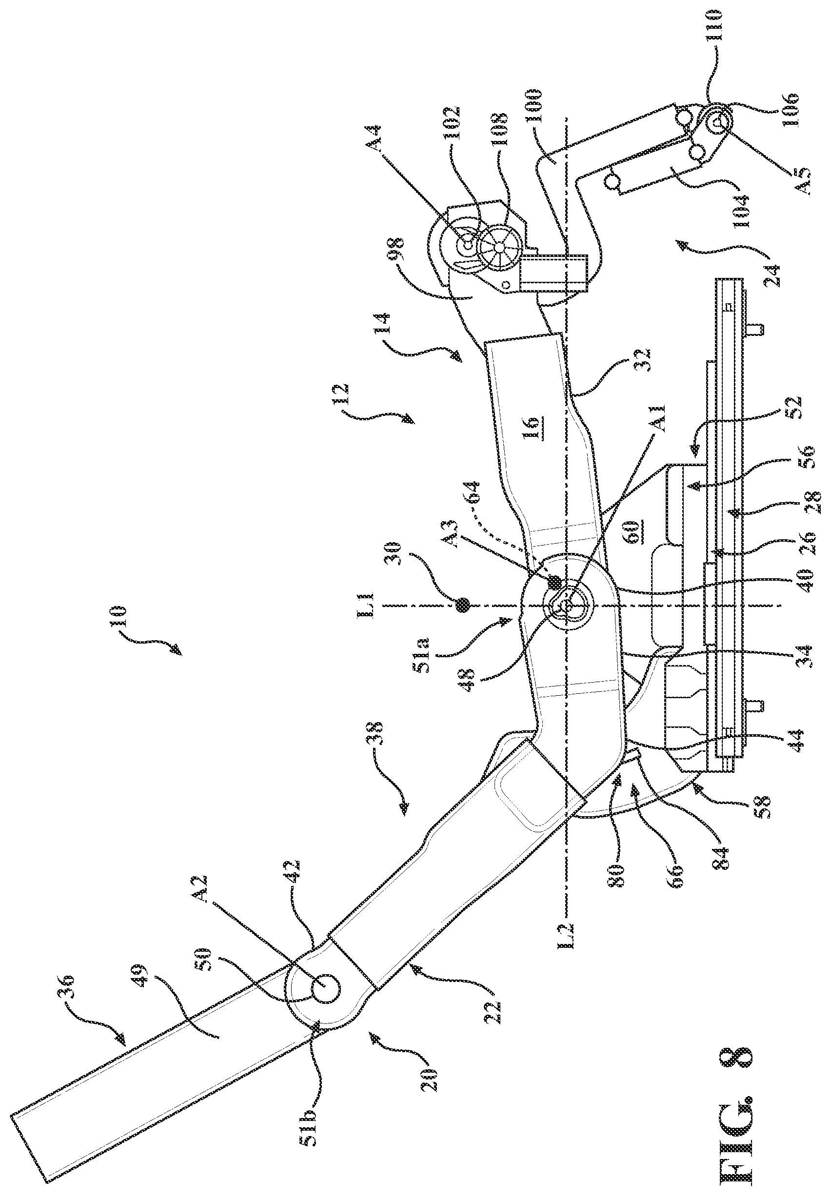 Patent US12325336 Figure 8 – Seat assembly with zero-gravity position