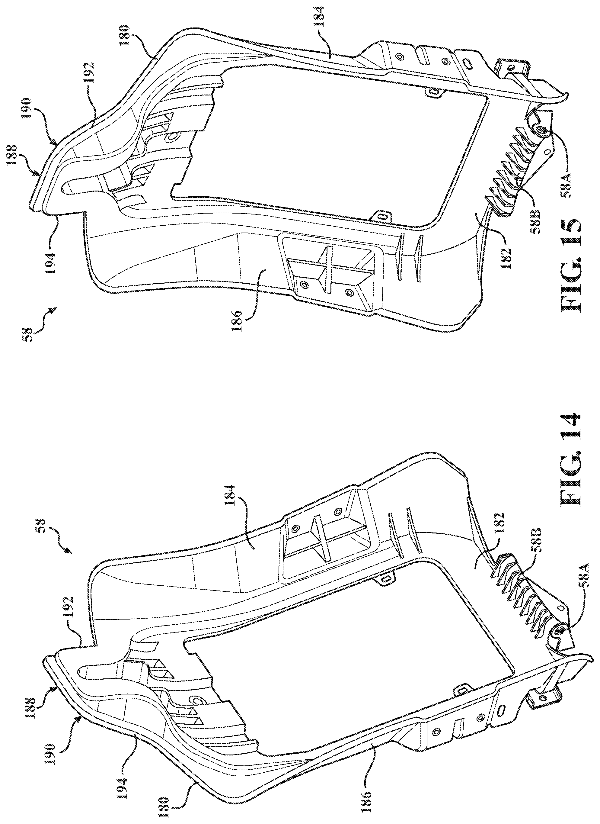 Patent US12325341 Figure 12 – Seat assemblies having fixed frames and movable seat cushions and movable seat backs with power lumbar mechanisms, tilt mechanisms, and heating/cooling mechanisms