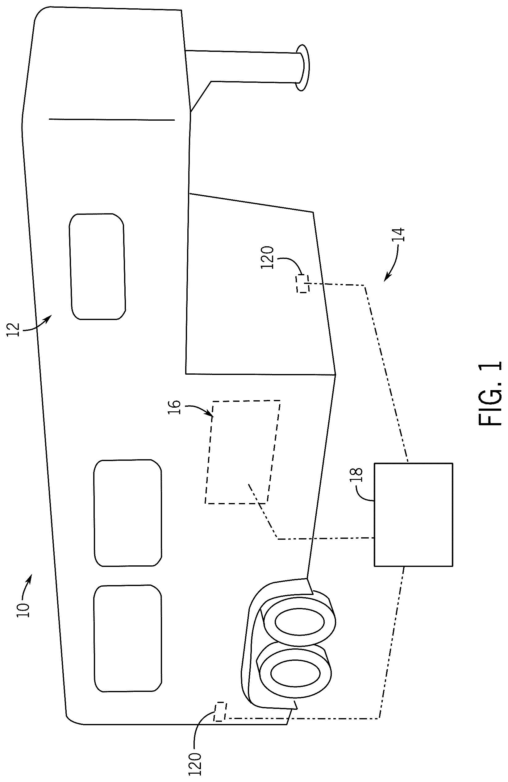 Patent US12325344 Figure 1 – Large animal hauling vehicle with supplemental animal stability system