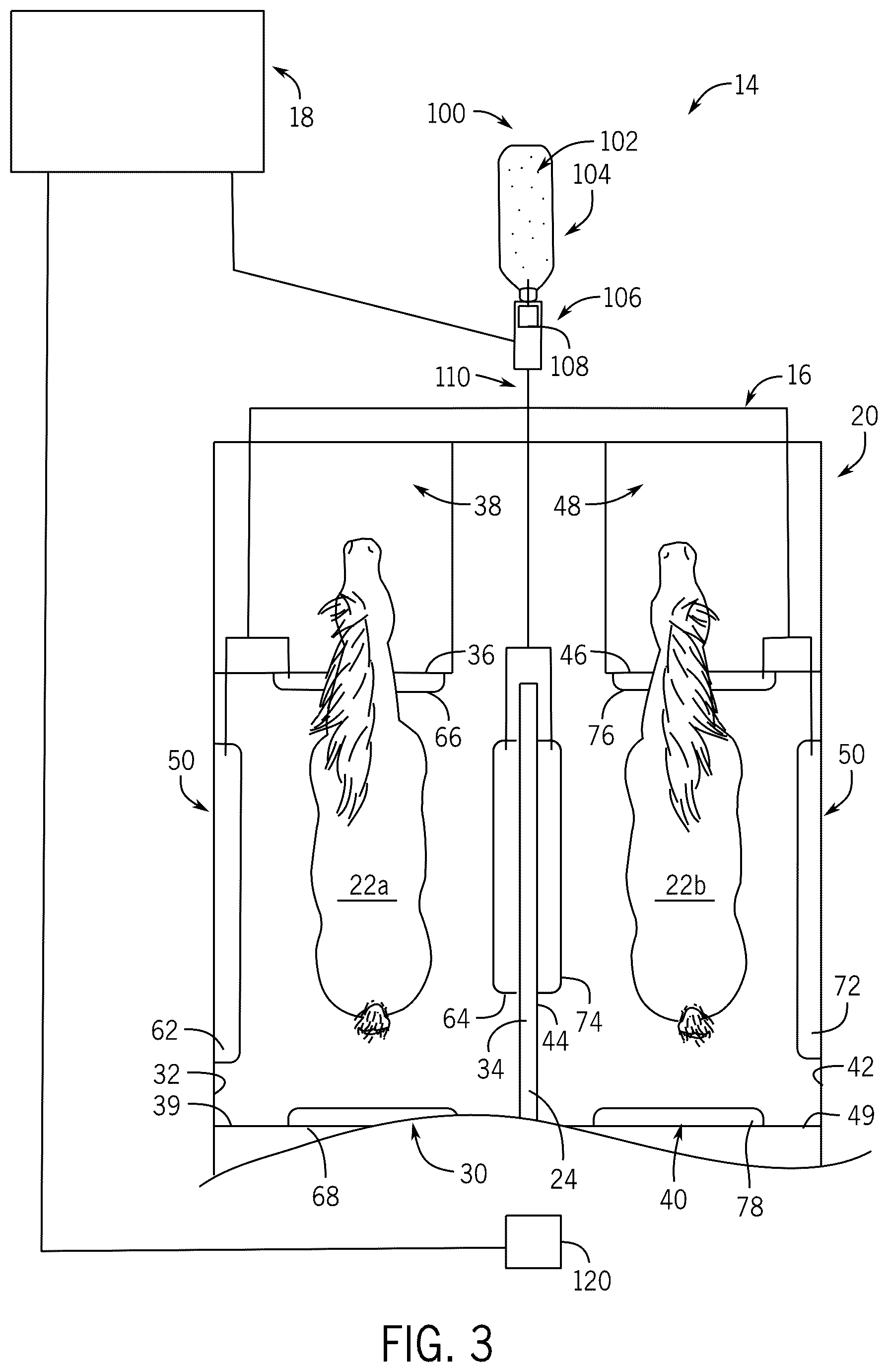 Patent US12325344 Figure 3 – Large animal hauling vehicle with supplemental animal stability system