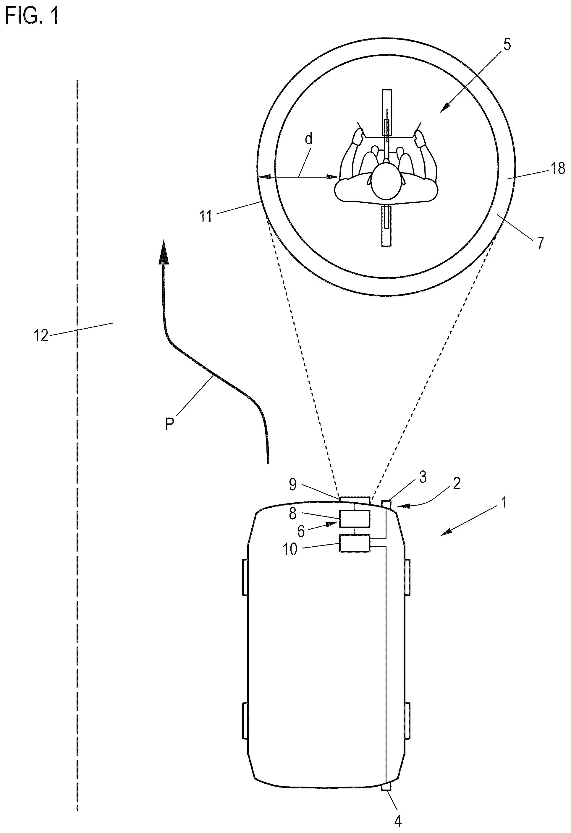 Patent US12325355 Figure 1 – Motor vehicle and method for guiding such a motor vehicle
