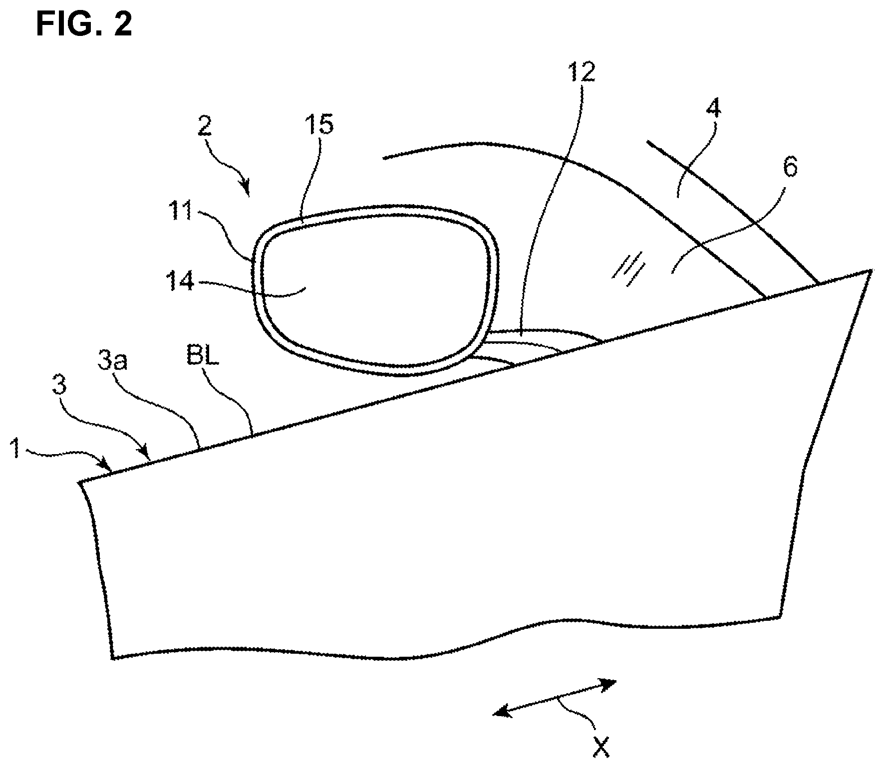 Patent US12325359 Figure 2 – Door mirror structure