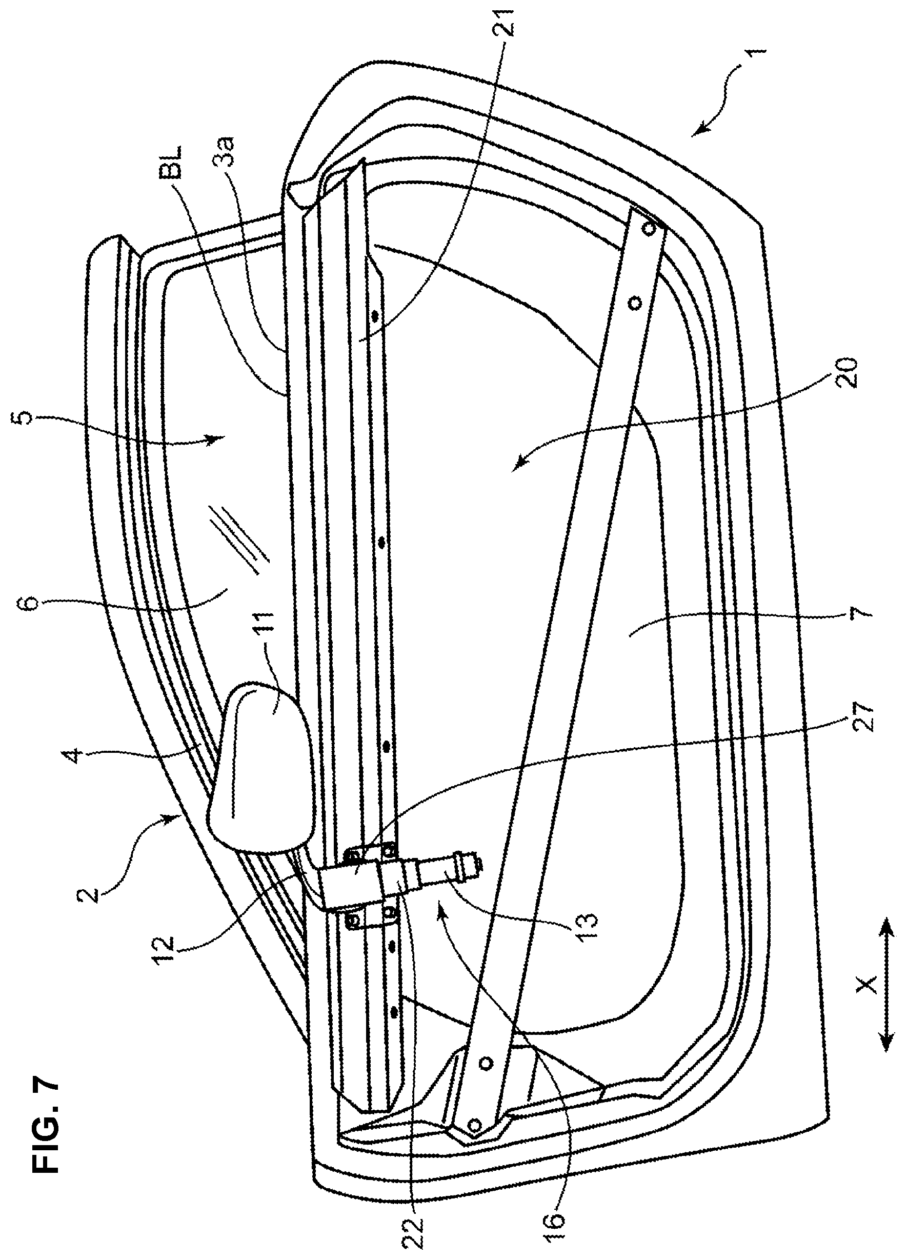 Patent US12325359 Figure 7 – Door mirror structure