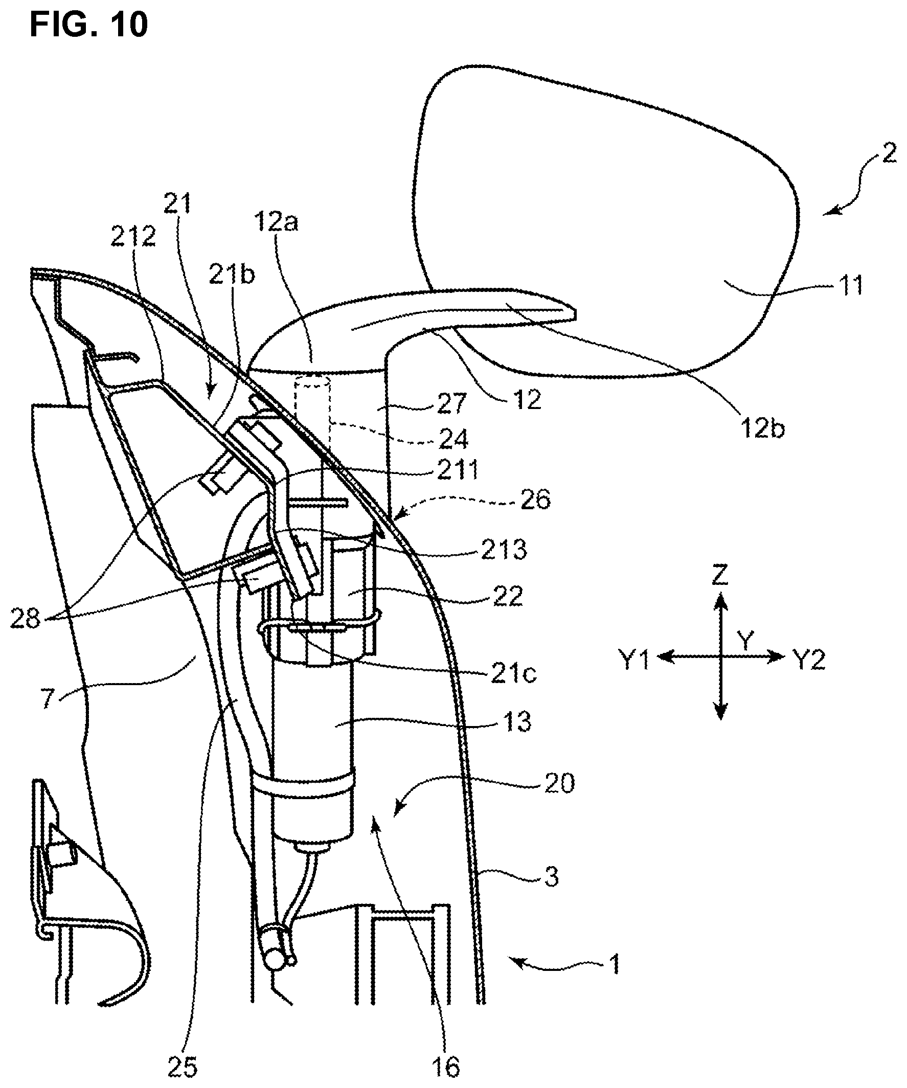 Patent US12325359 Figure 10 – Door mirror structure