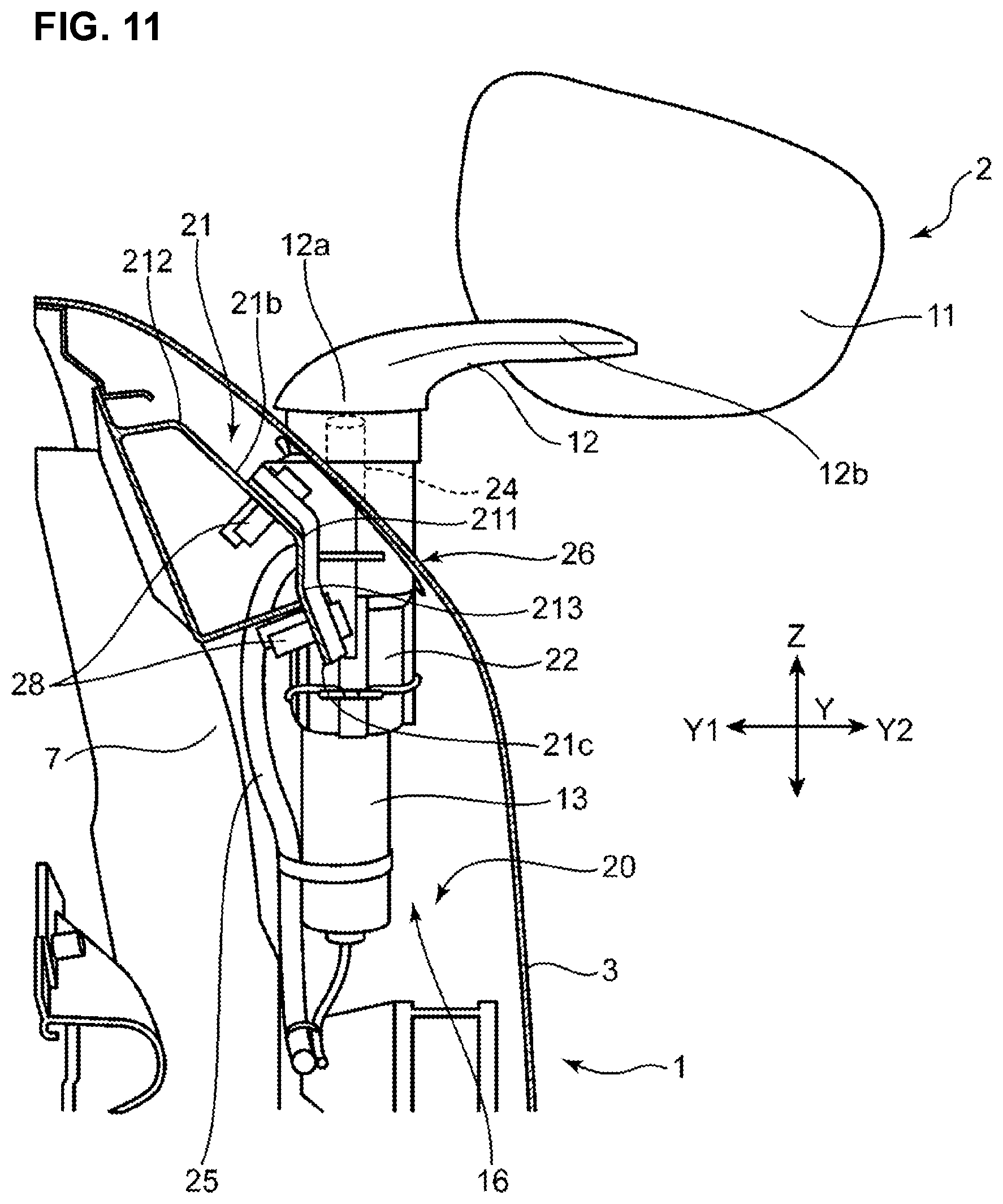 Patent US12325359 Figure 11 – Door mirror structure