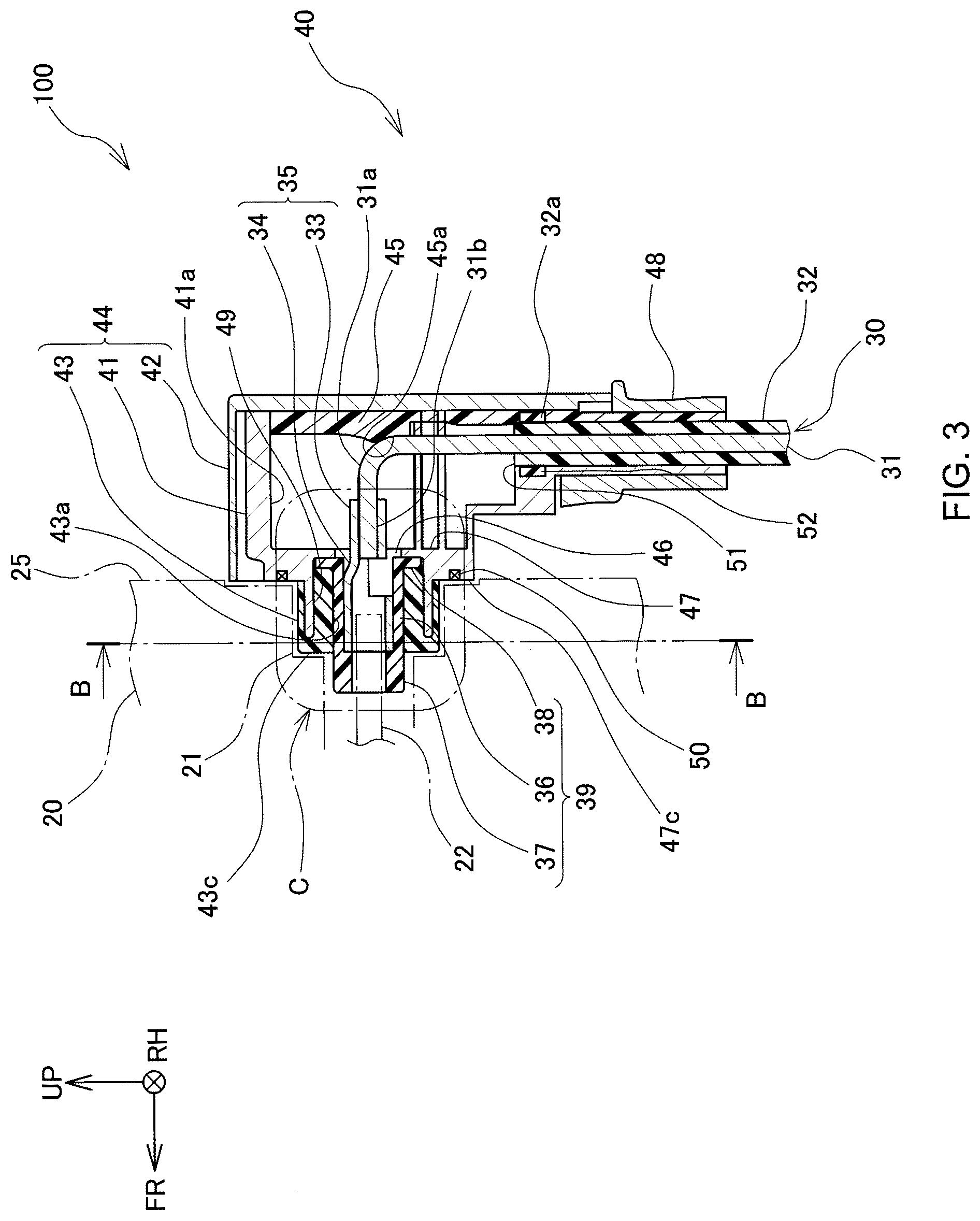 Patent US12325367 Figure 3 – High-voltage cable connection structure