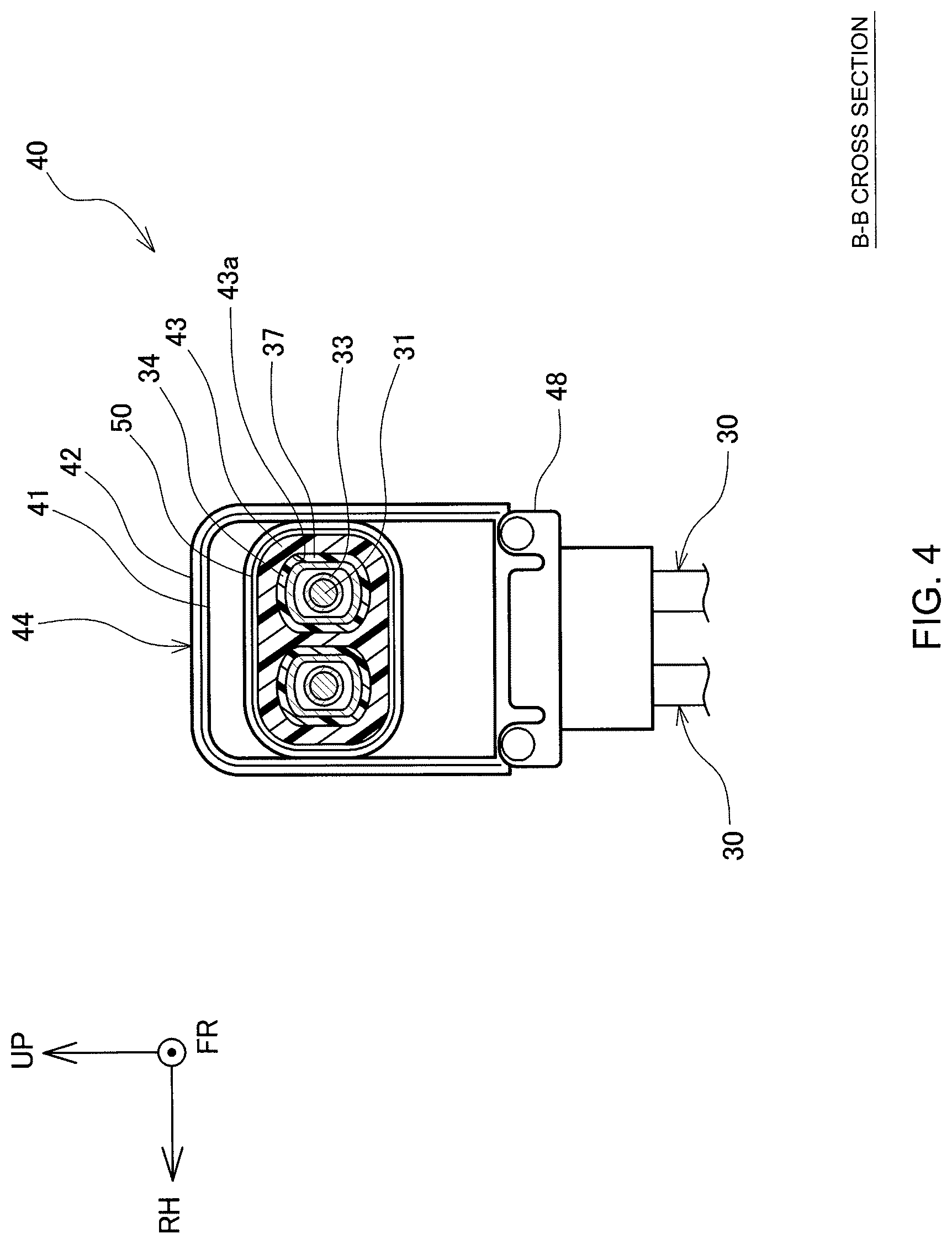 Patent US12325367 Figure 4 – High-voltage cable connection structure