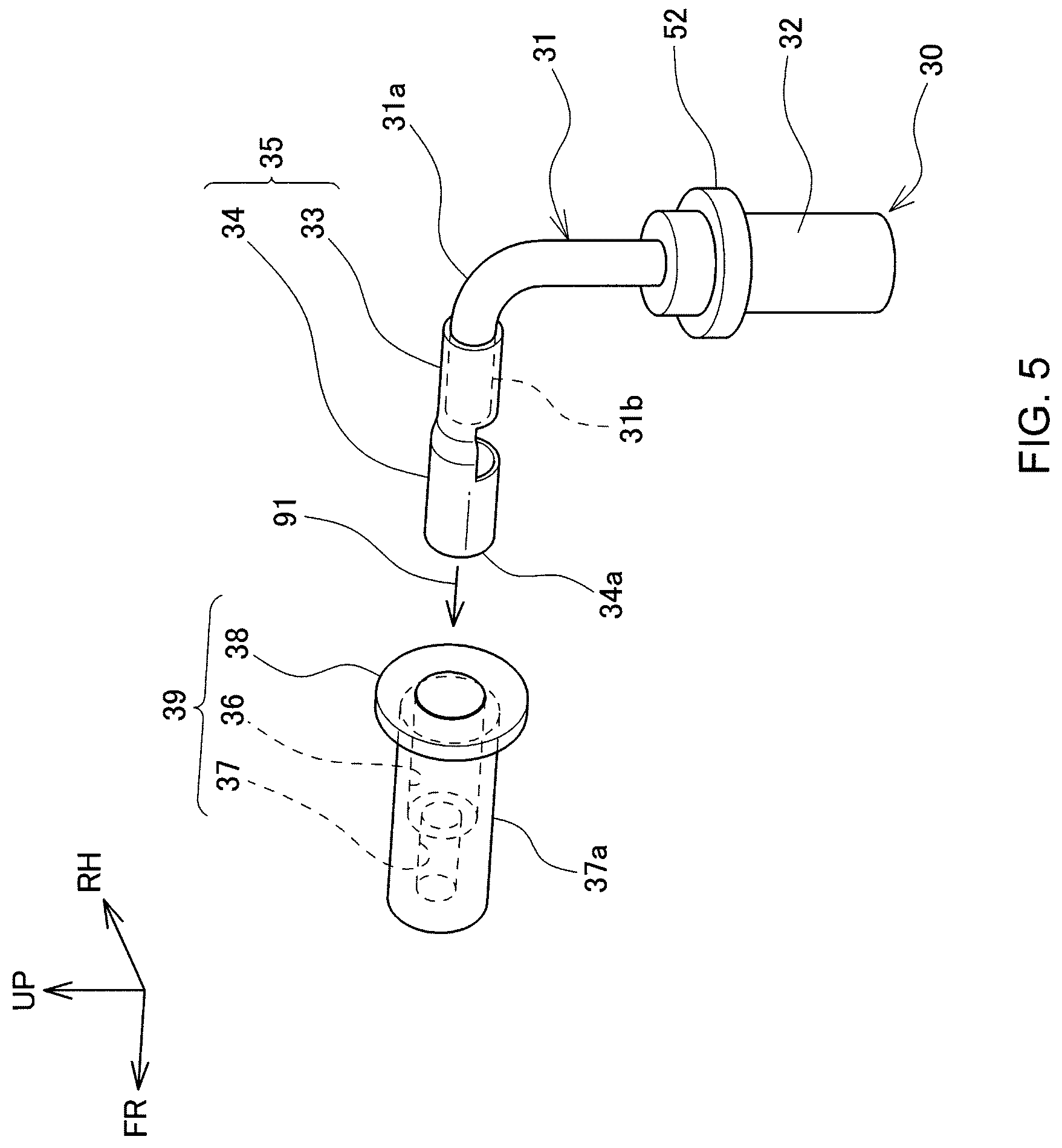 Patent US12325367 Figure 5 – High-voltage cable connection structure