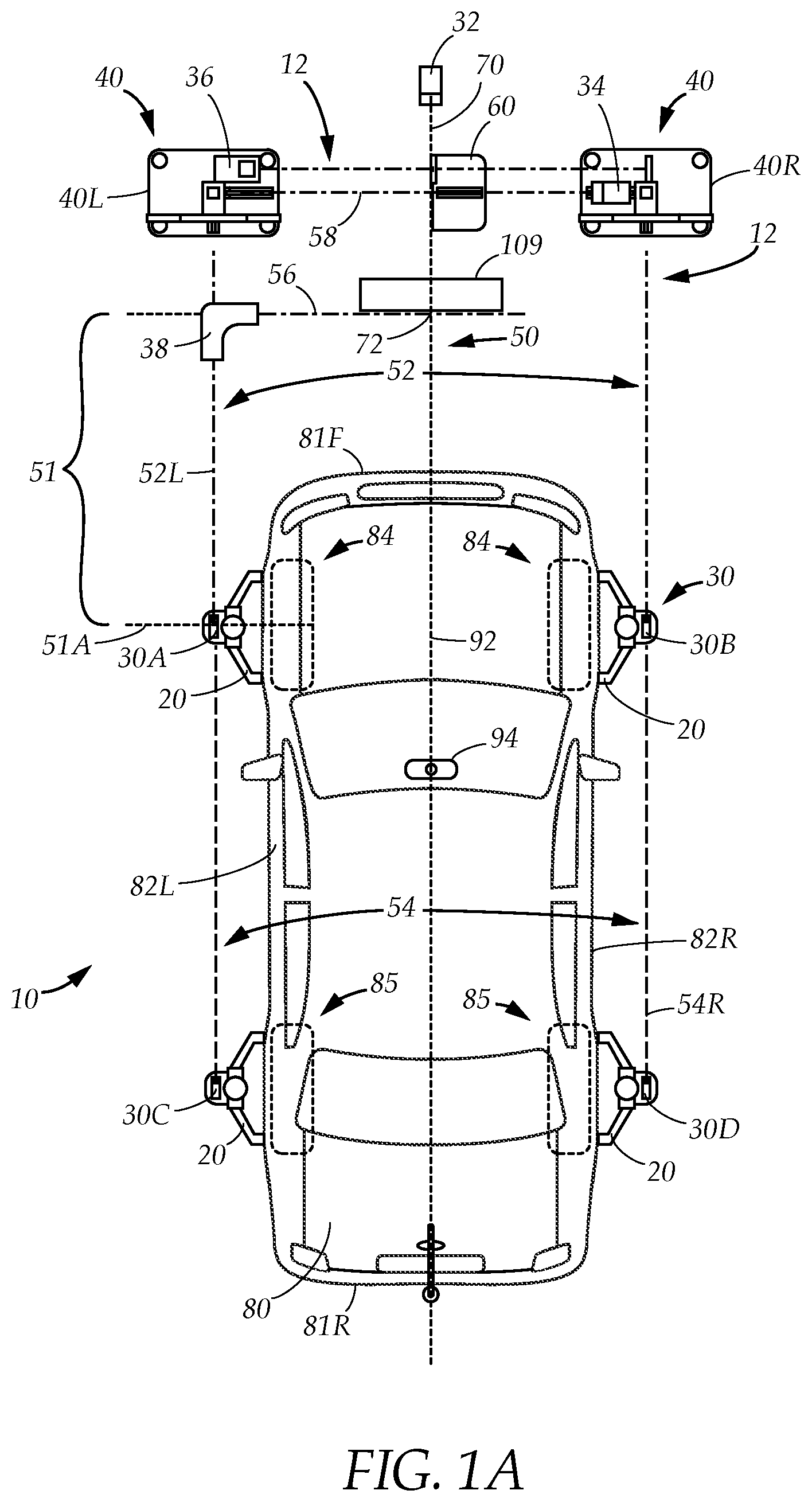 Patent US12325385 — Vehicle sensor calibration target alignment system — Figure 1