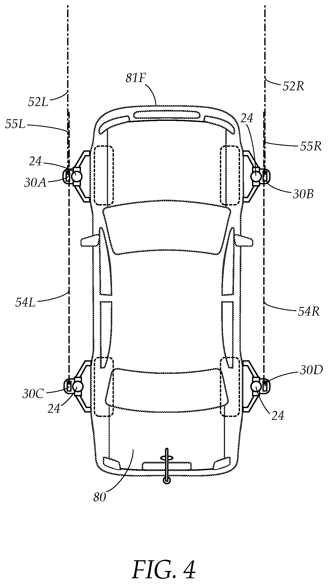 Patent US12325385 Figure 5 – Vehicle sensor calibration target alignment system