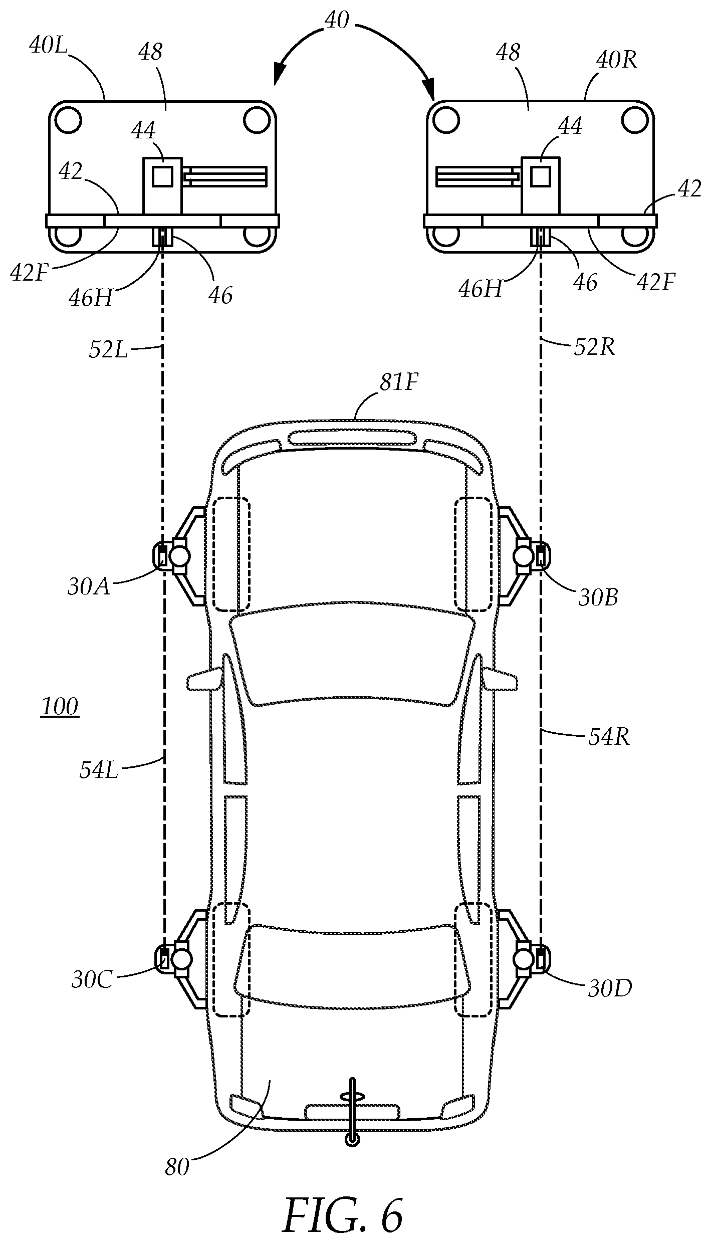 Patent US12325385 Figure 7 – Vehicle sensor calibration target alignment system