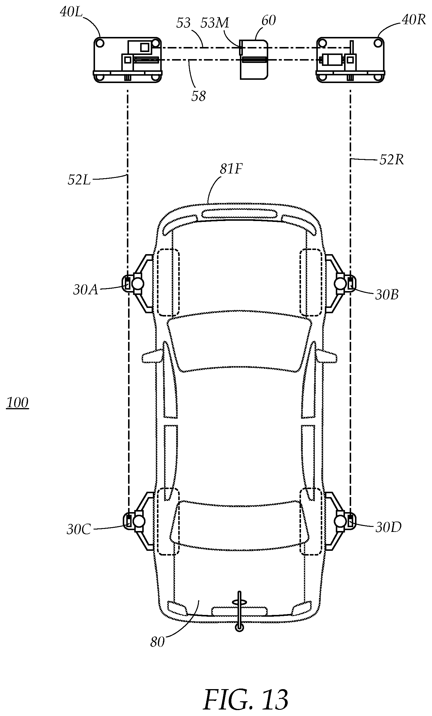 Patent US12325385 Figure 15 – Vehicle sensor calibration target alignment system
