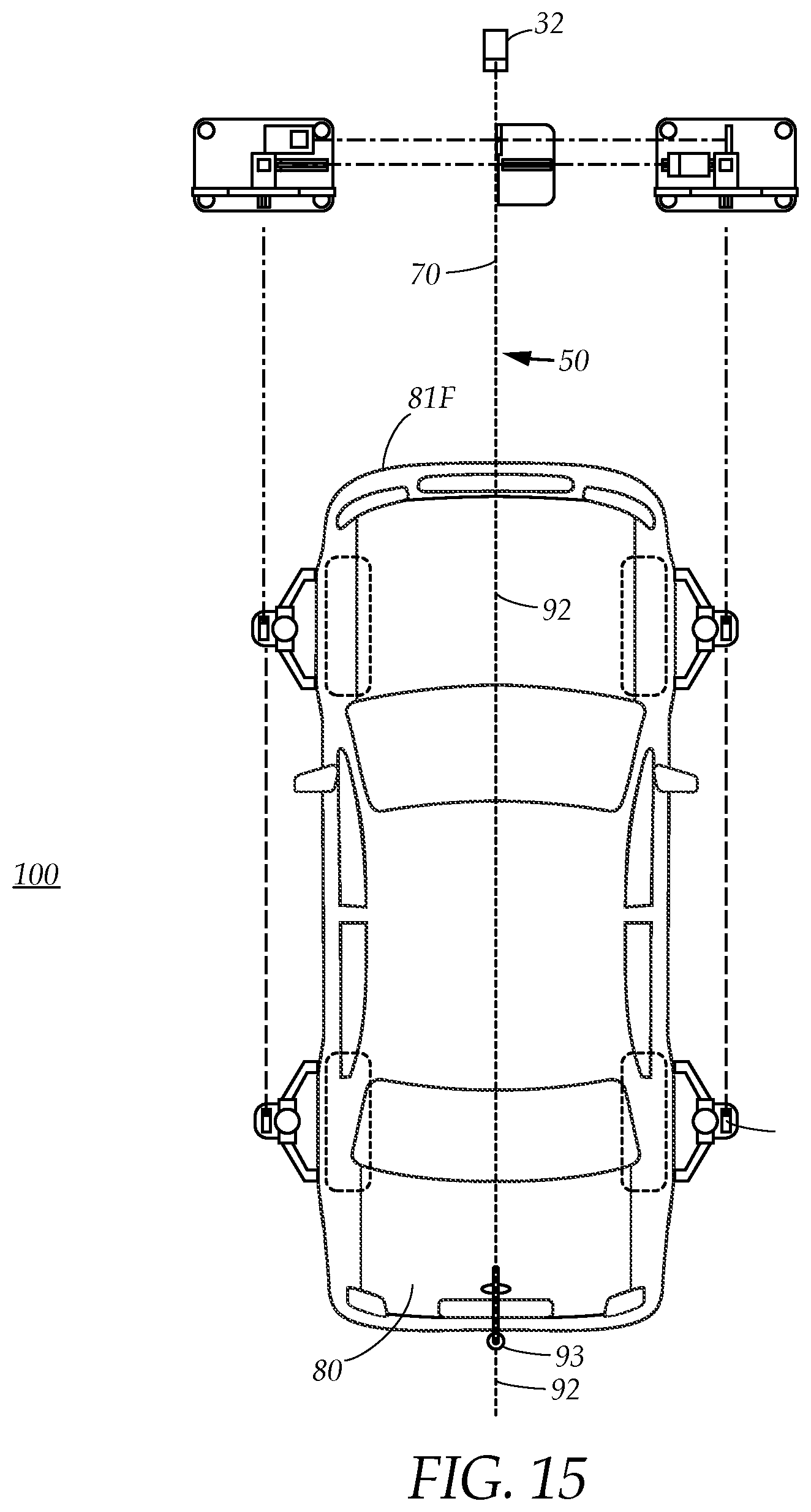 Patent US12325385 Figure 17 – Vehicle sensor calibration target alignment system