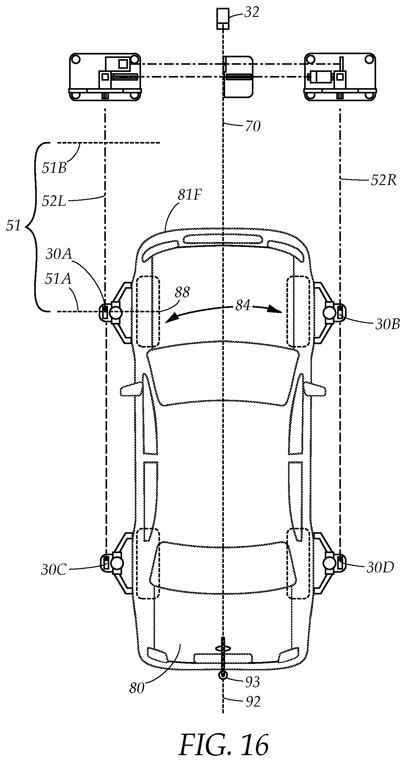 Patent US12325385 Figure 18 – Vehicle sensor calibration target alignment system