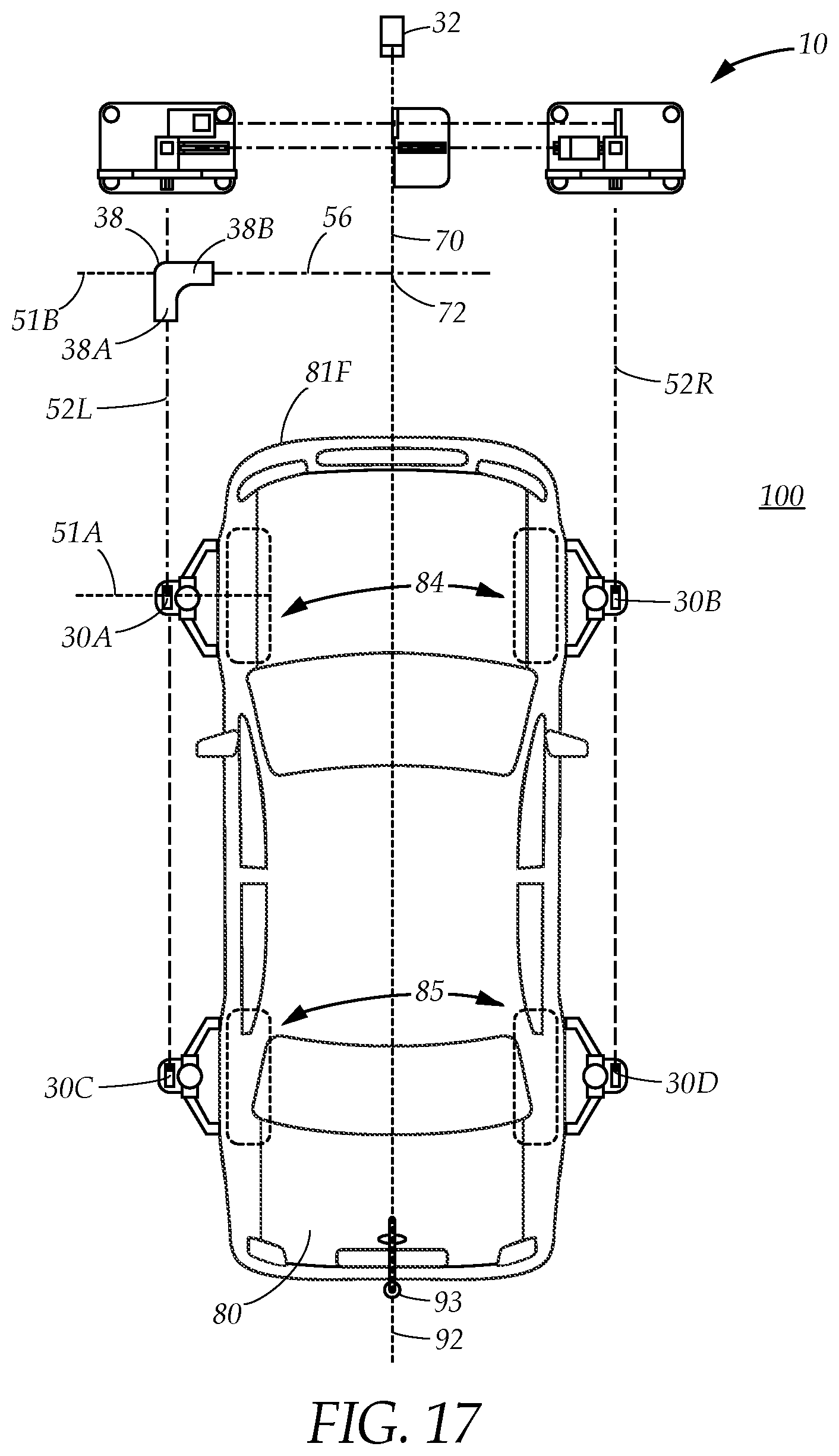 Patent US12325385 Figure 19 – Vehicle sensor calibration target alignment system