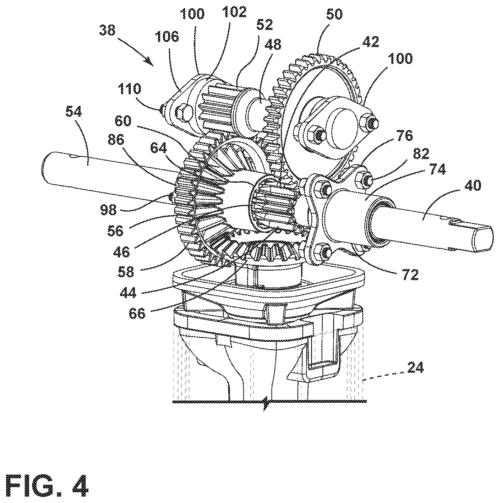 Patent US12325387 Figure 4 – Landing gear assembly