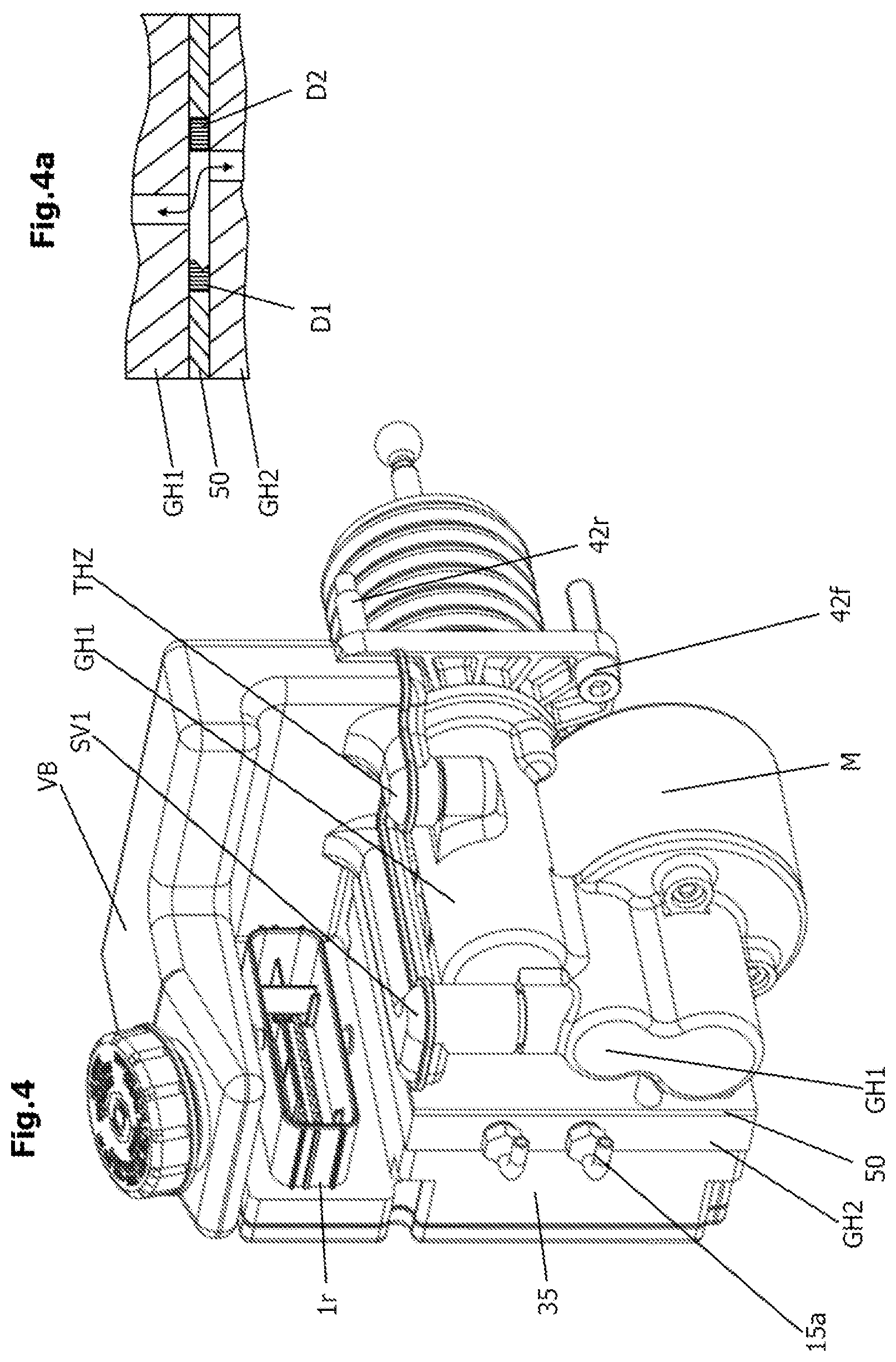 Patent US12325389 Figure 4 – Actuation device for a hydraulic actuation system, in particular a motor vehicle brake or an electrified clutch actuator, optionally with gear actuator