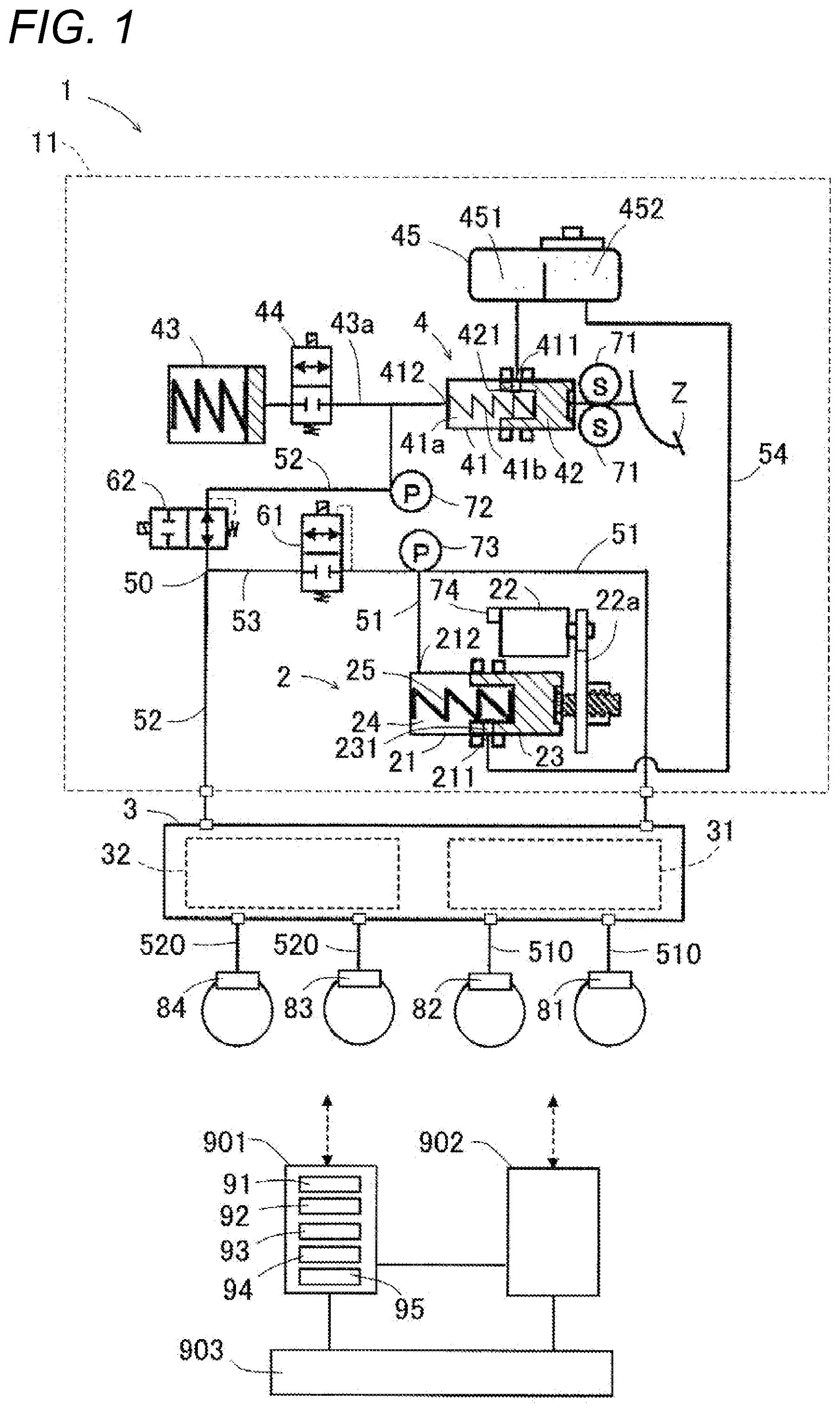Patent US12325392 Figure 1 – Braking device for vehicle