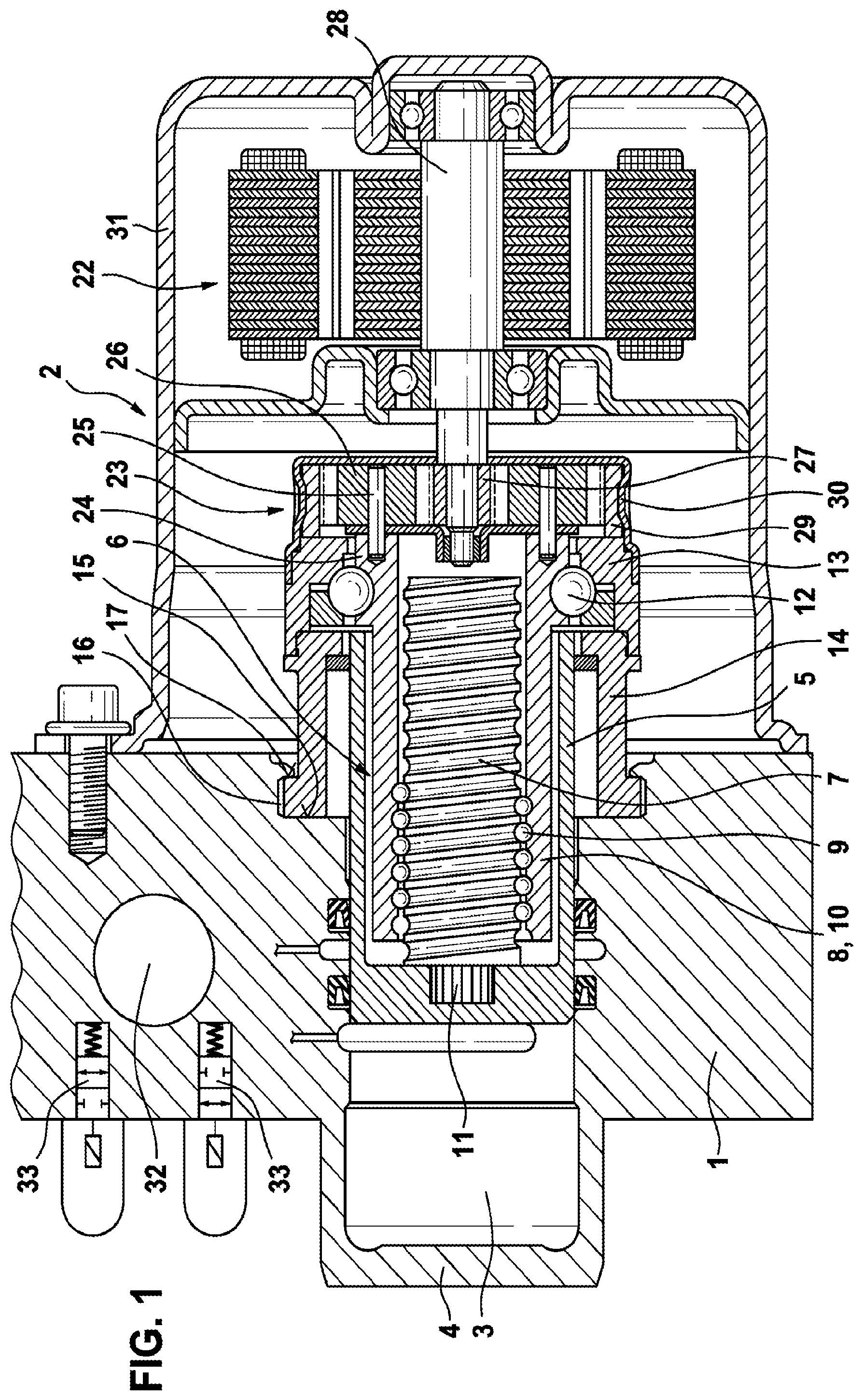 Patent US12325393 Figure 1 – Power brake pressure generator for a hydraulic vehicle braking system
