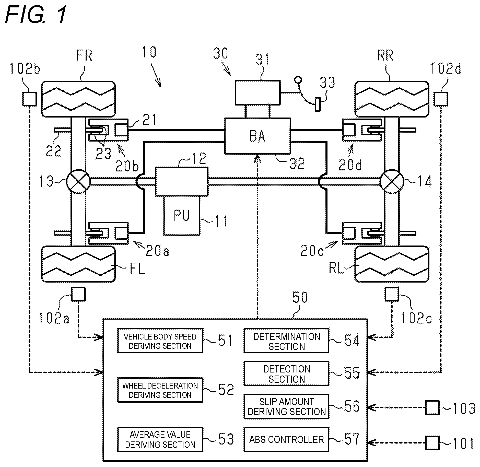 Patent US12325401 Figure 1 – Braking control device for vehicle