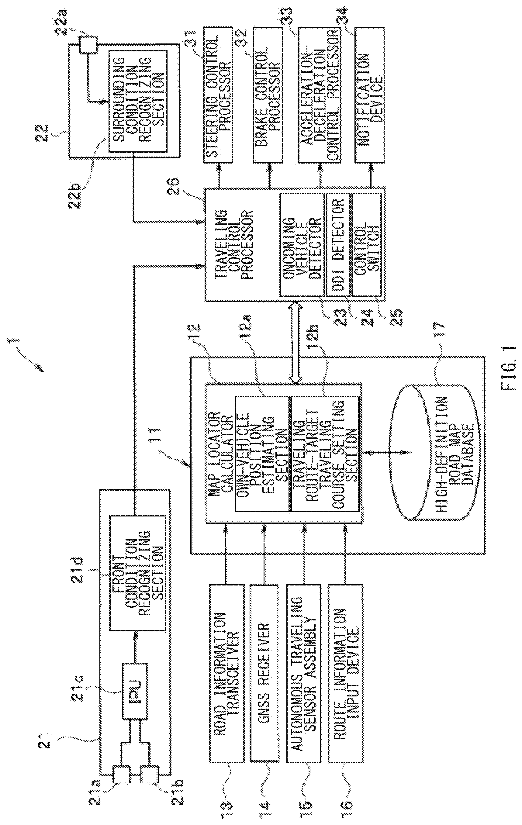 Patent US12325422 — Vehicle drive assist apparatus — Figure 1