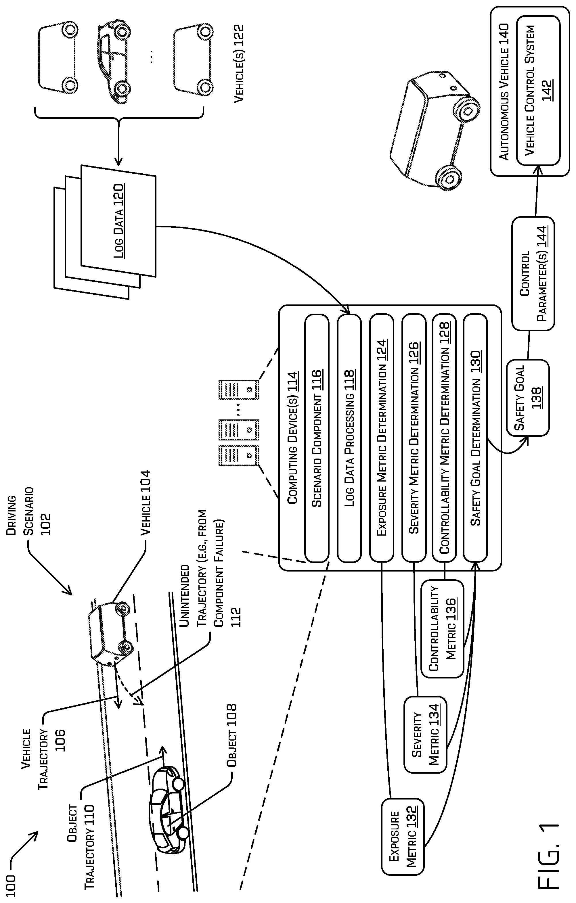 Patent US12325449 Figure 1 – Safe vehicle operation using log data