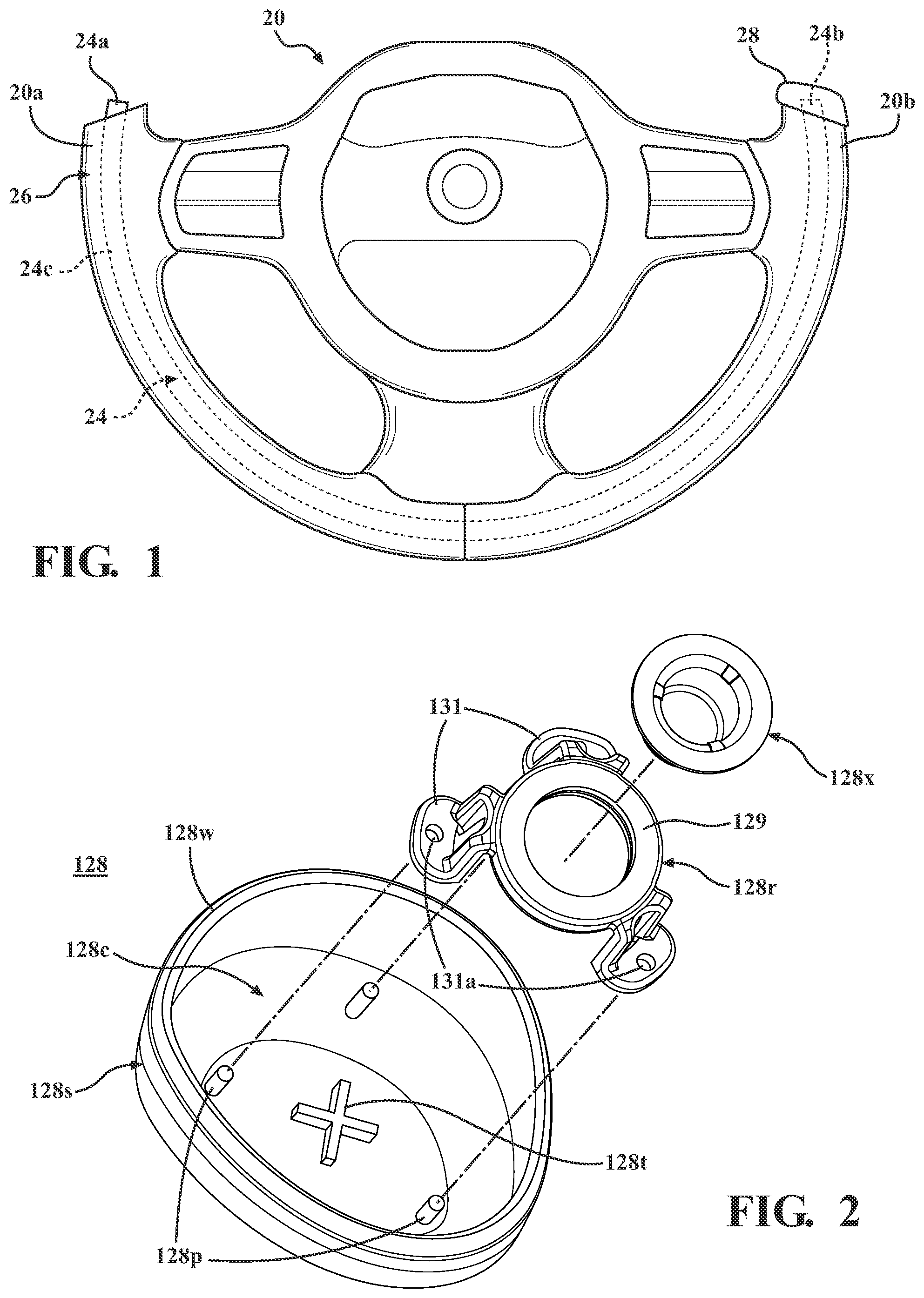 Patent US12325462 Figure 1 – Steering wheel end caps and associated application structures