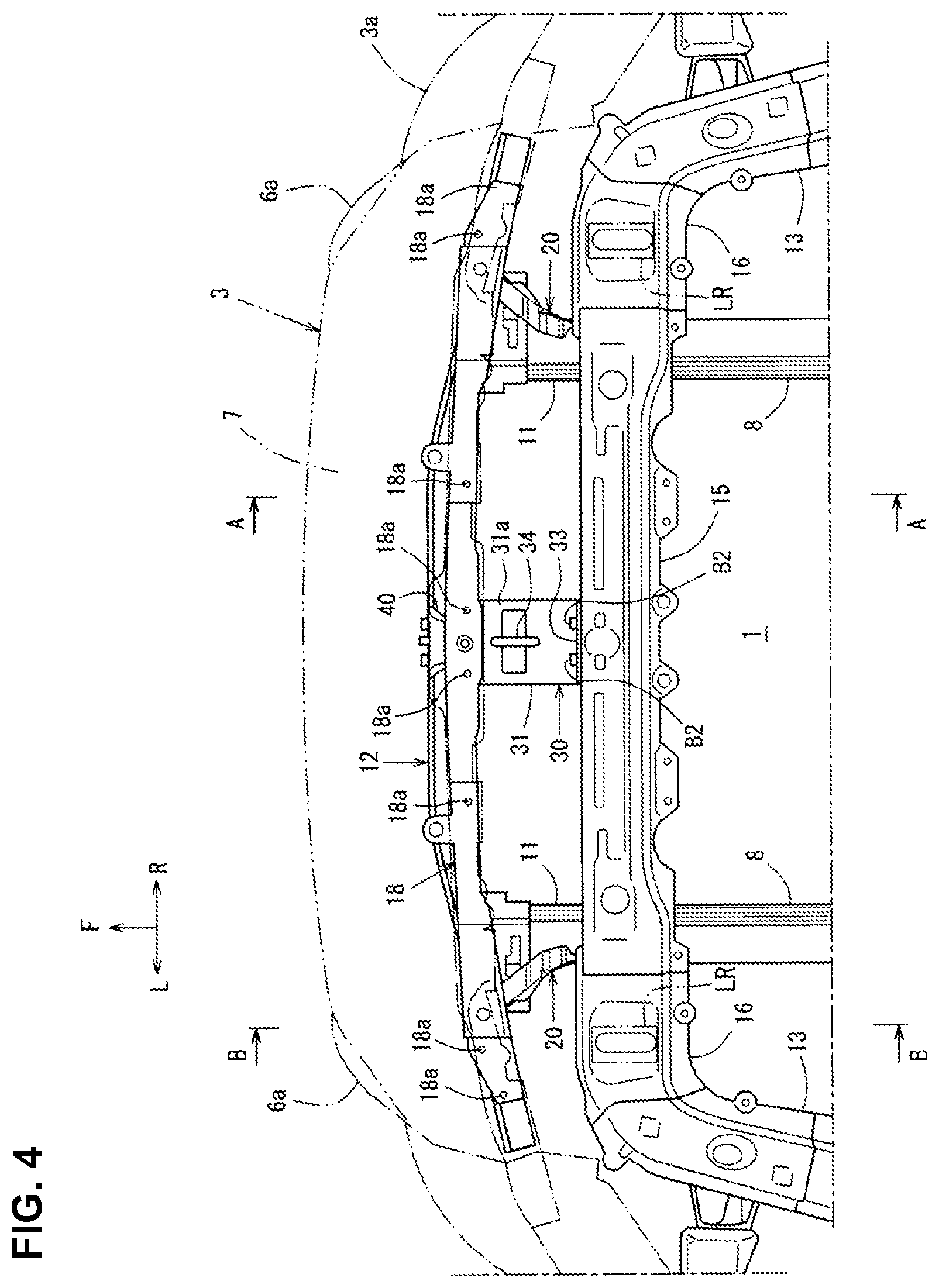 Patent US12325465 Figure 4 – Front structure of vehicle