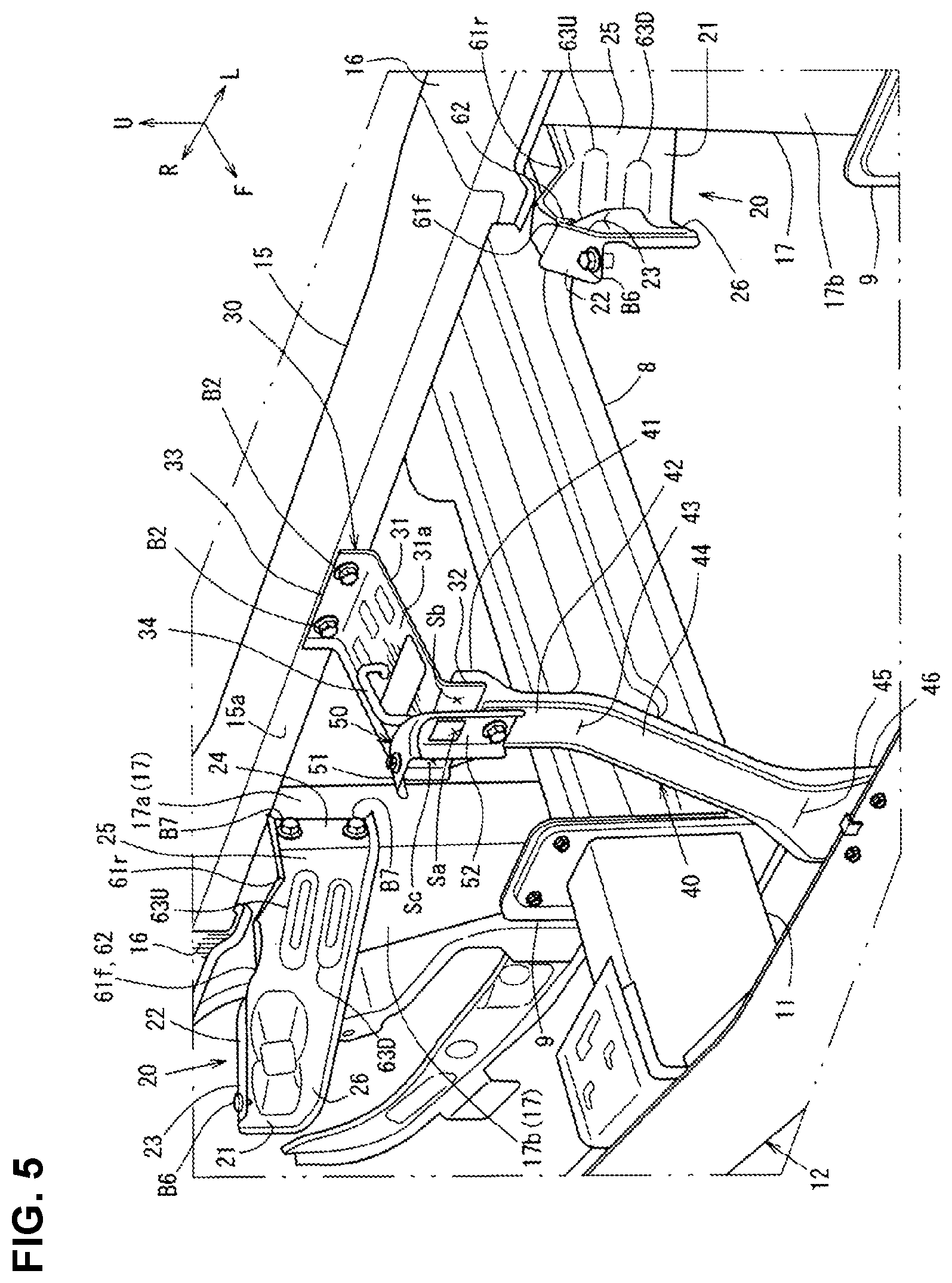 Patent US12325465 Figure 5 – Front structure of vehicle