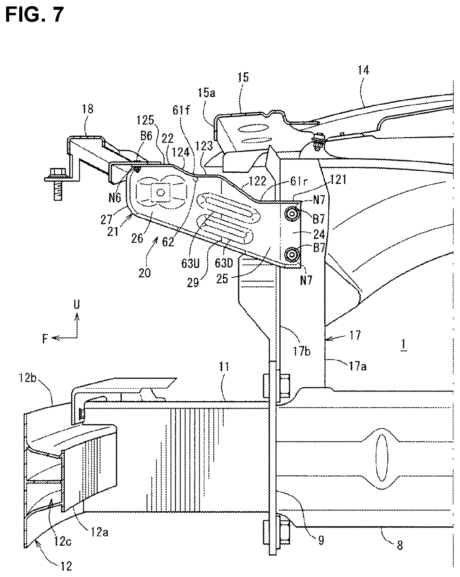 Patent US12325465 Figure 7 – Front structure of vehicle