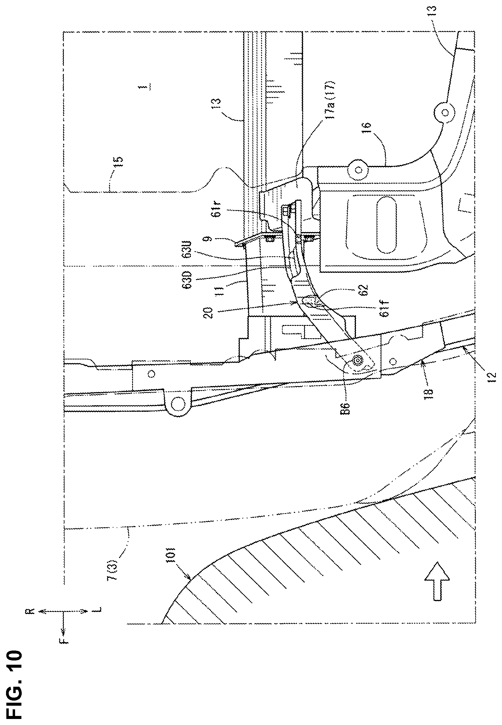 Patent US12325465 Figure 10 – Front structure of vehicle