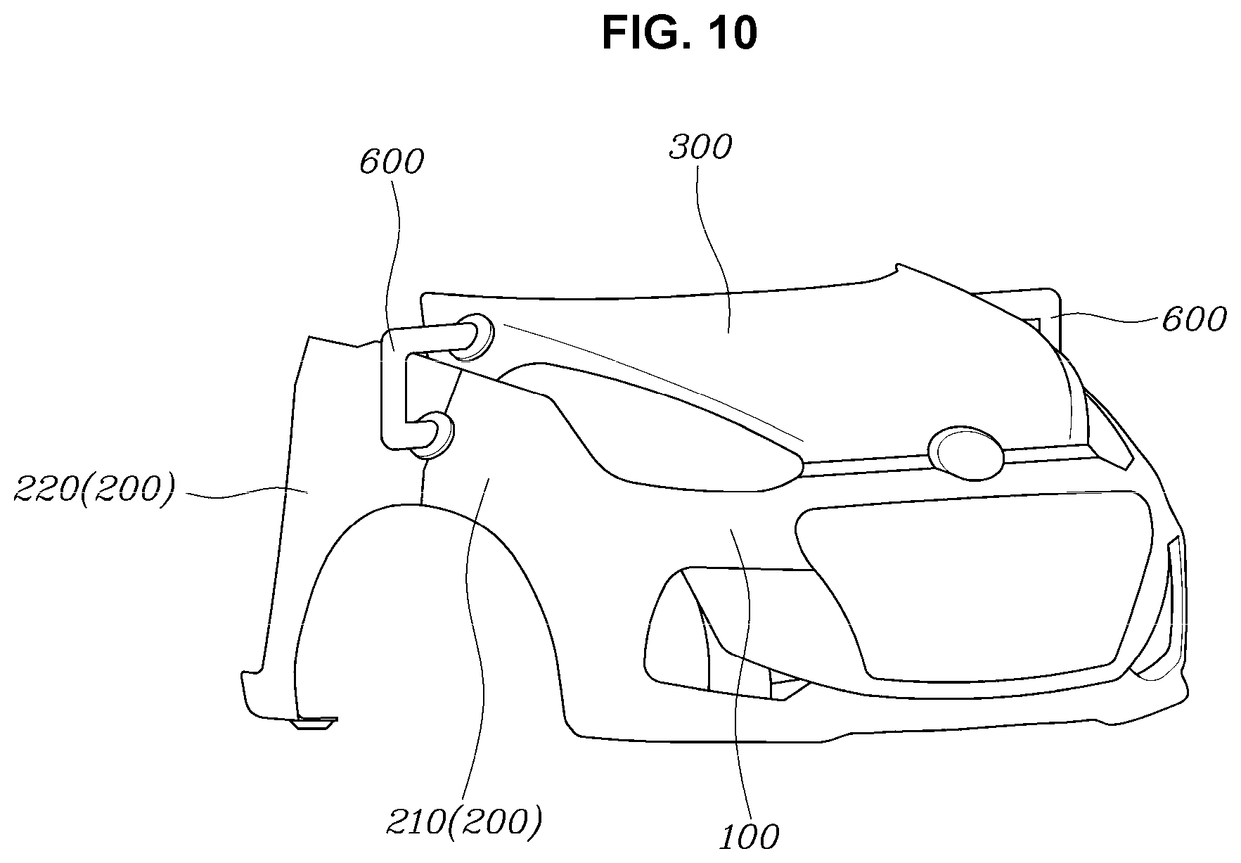 Patent US12325467 Figure 10 – Front part assembly for mobility device, front-part-integrated mobility device including the same and method of assembling the front-part-integrated mobility device