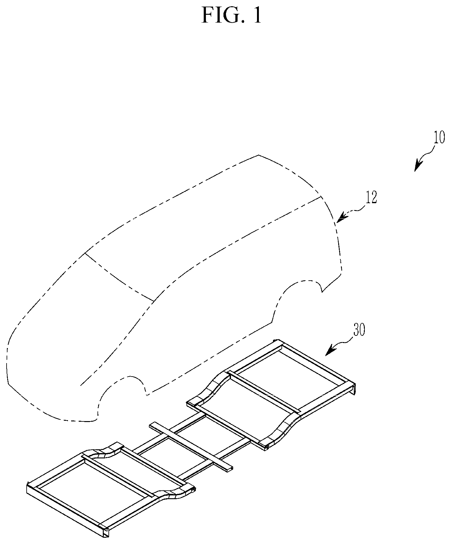 Patent US12325468 — Rear vehicle body connection structure — Figure 1