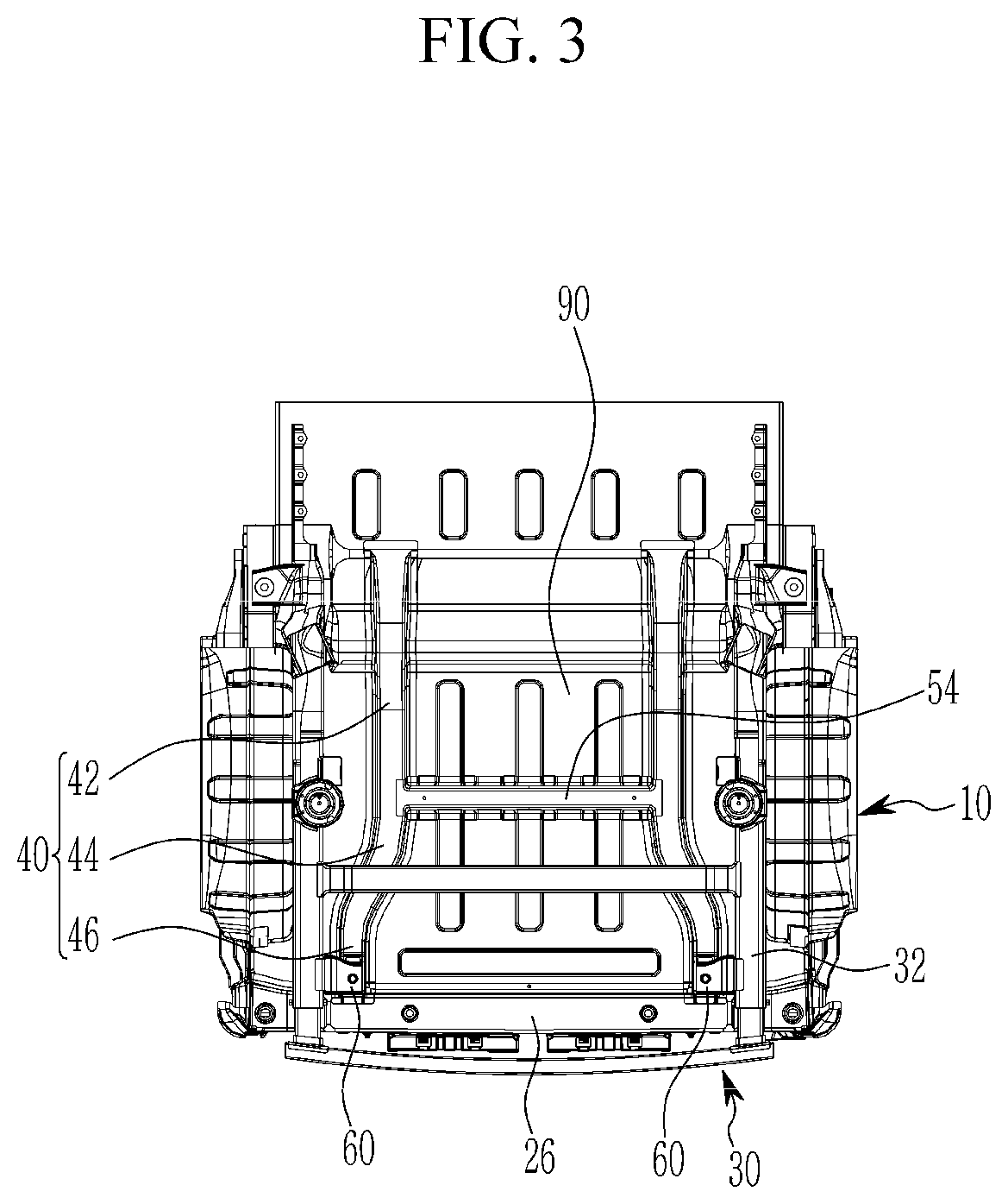 Patent US12325468 Figure 3 – Rear vehicle body connection structure