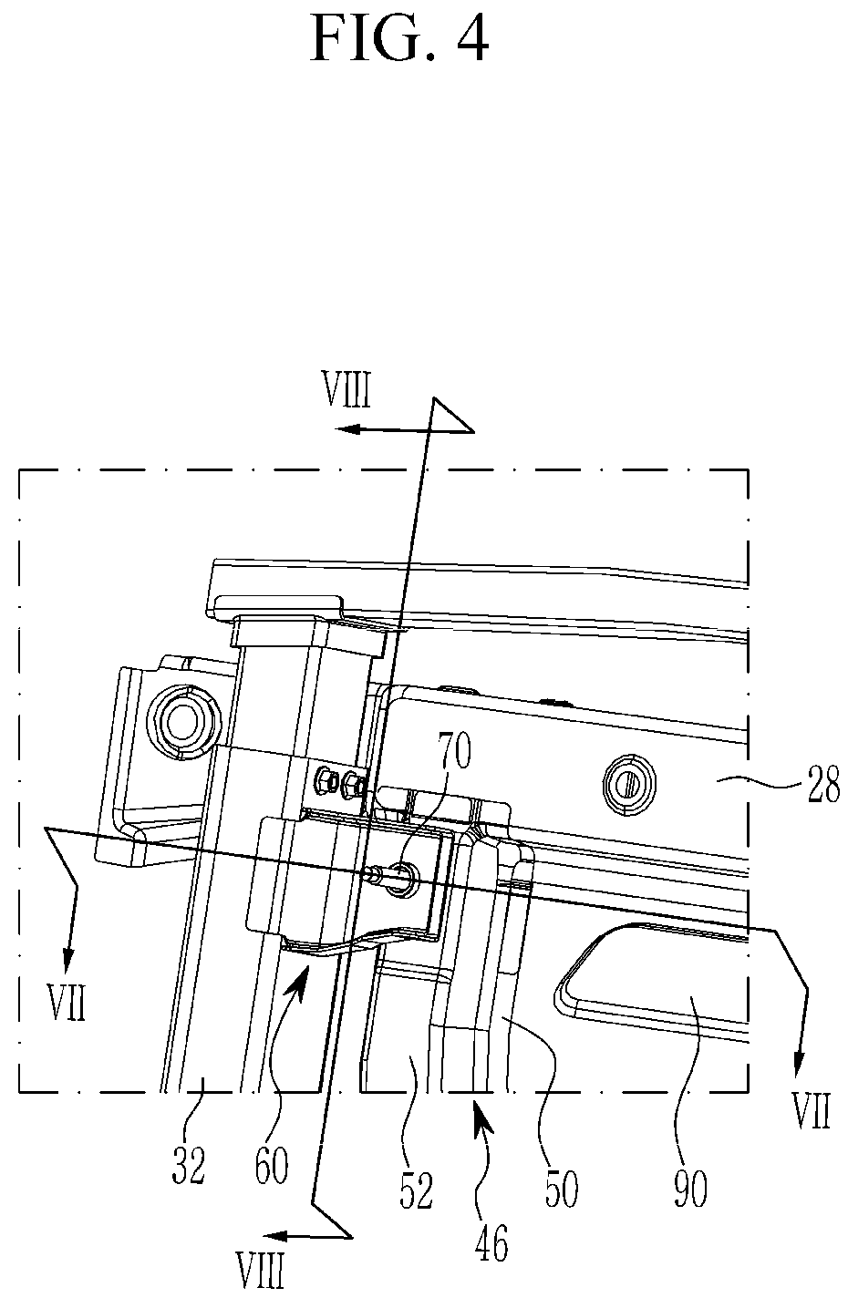 Patent US12325468 Figure 4 – Rear vehicle body connection structure