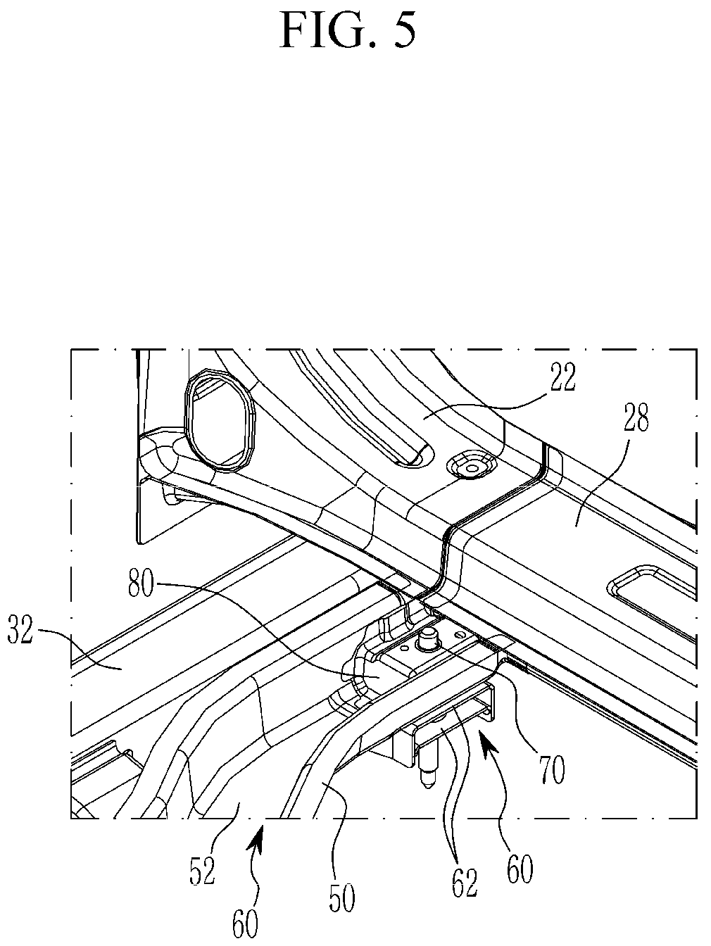 Patent US12325468 Figure 5 – Rear vehicle body connection structure