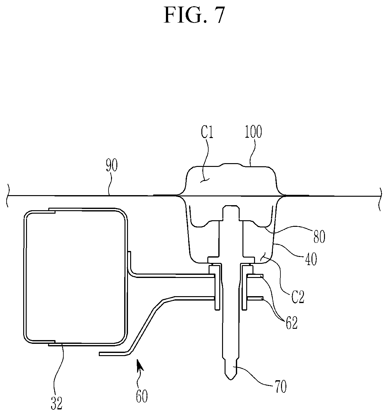 Patent US12325468 Figure 7 – Rear vehicle body connection structure