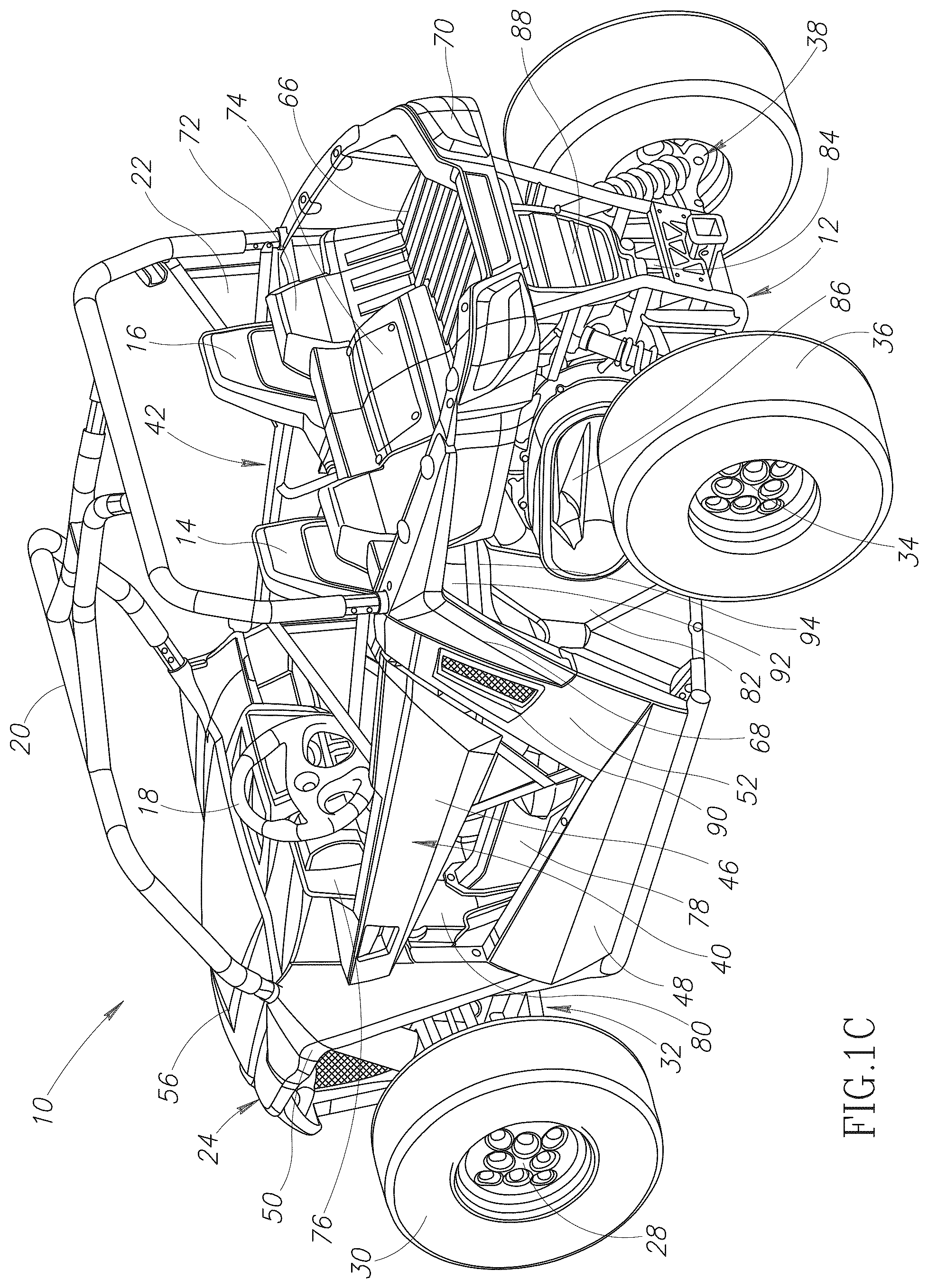 Patent US12325478 Figure 3 – Engine access panels for off-highway vehicle