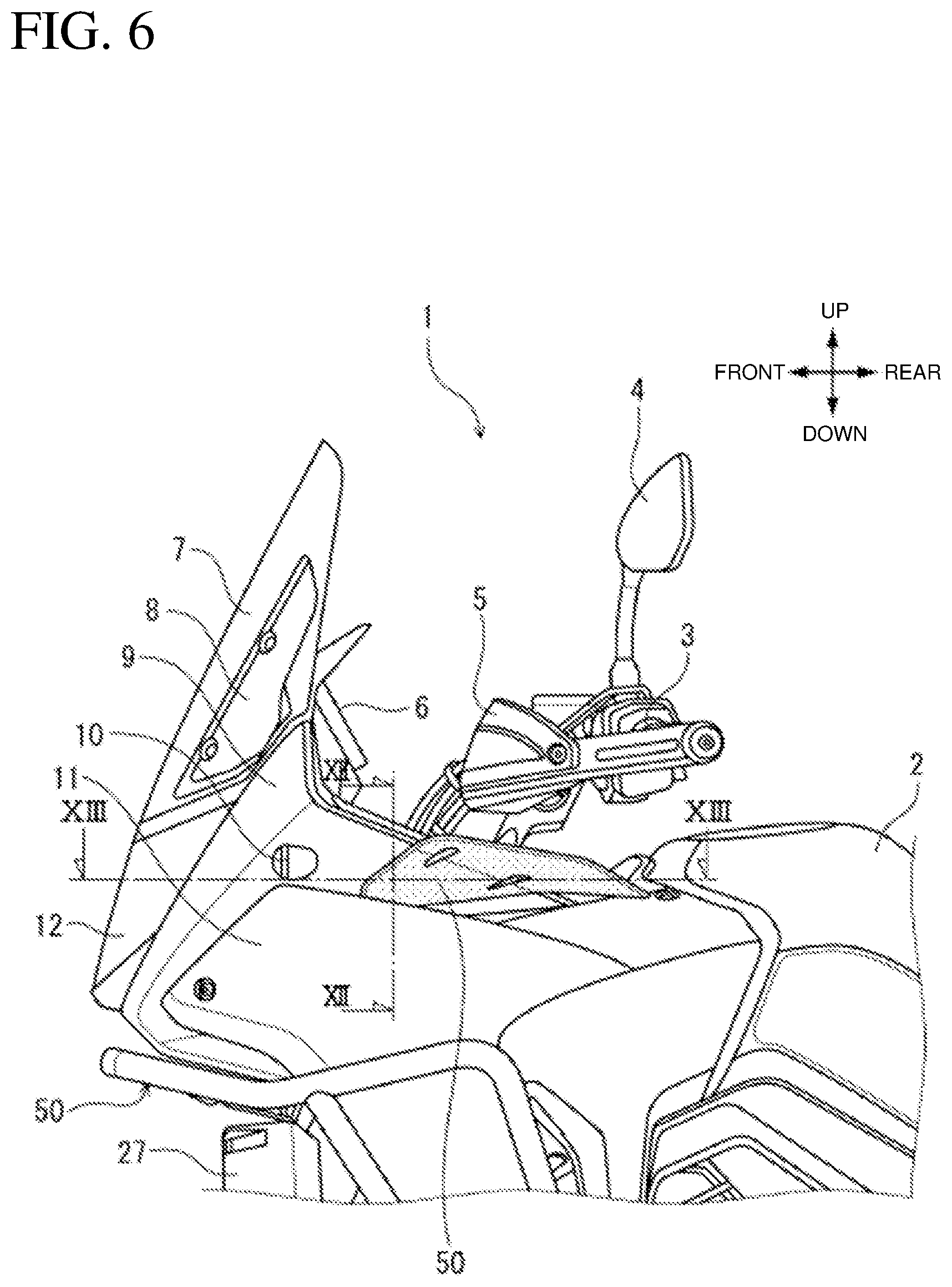 Patent US12325479 Figure 6 – Saddled vehicle with unobtrusive air guide mounting