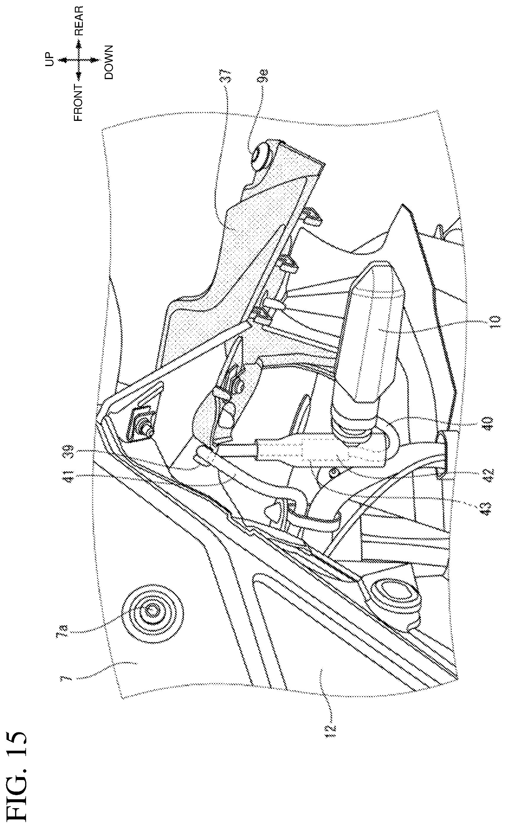 Patent US12325479 Figure 15 – Saddled vehicle with unobtrusive air guide mounting