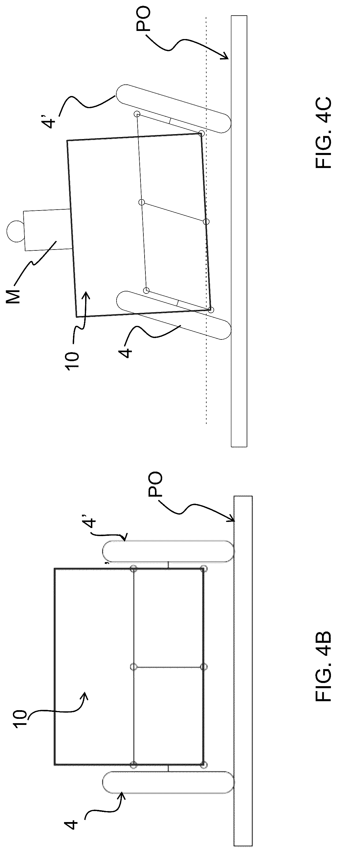 Patent US12325483 Figure 7 – Saddle riding rolling loading surface placed above the upper cross member of the rolling four-bar linkage