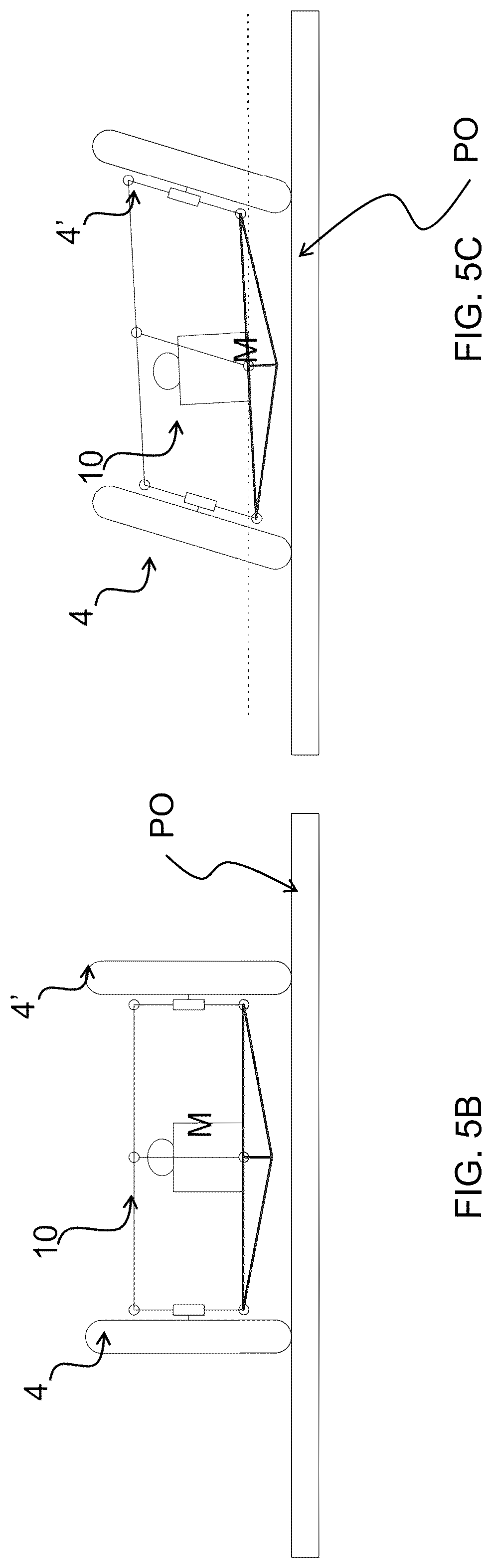 Patent US12325483 Figure 9 – Saddle riding rolling loading surface placed above the upper cross member of the rolling four-bar linkage