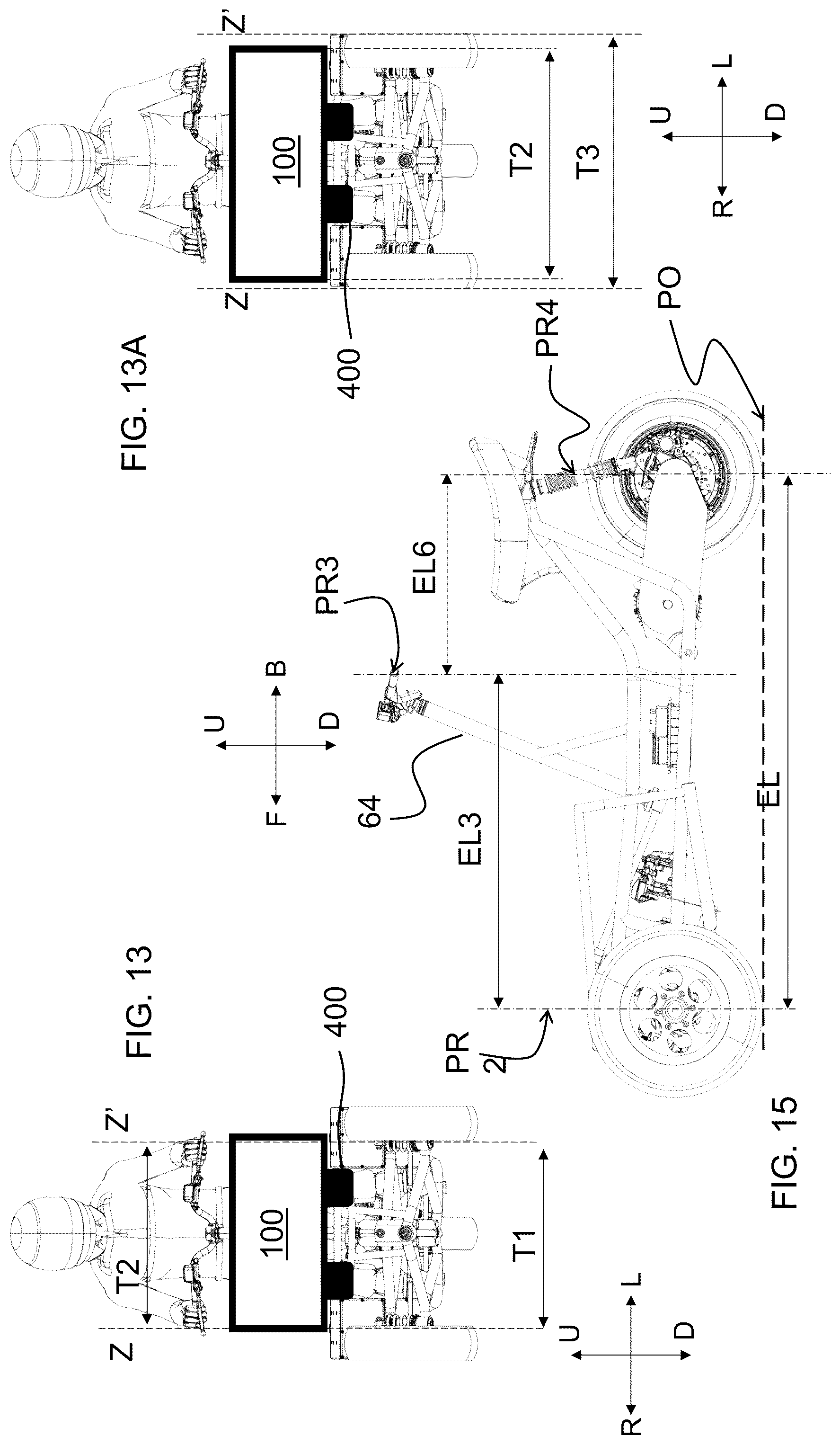 Patent US12325483 Figure 18 – Saddle riding rolling loading surface placed above the upper cross member of the rolling four-bar linkage