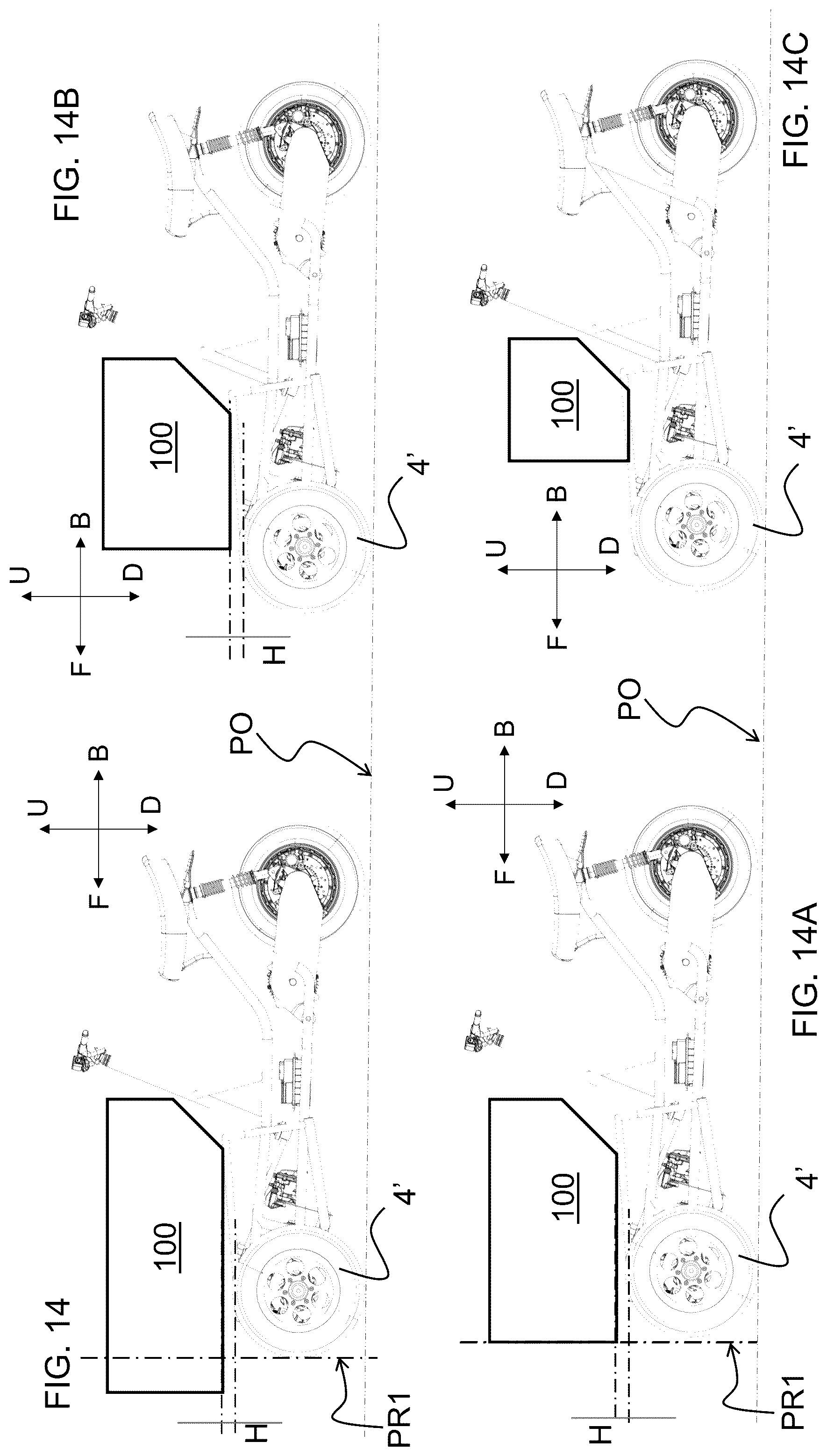 Patent US12325483 Figure 19 – Saddle riding rolling loading surface placed above the upper cross member of the rolling four-bar linkage