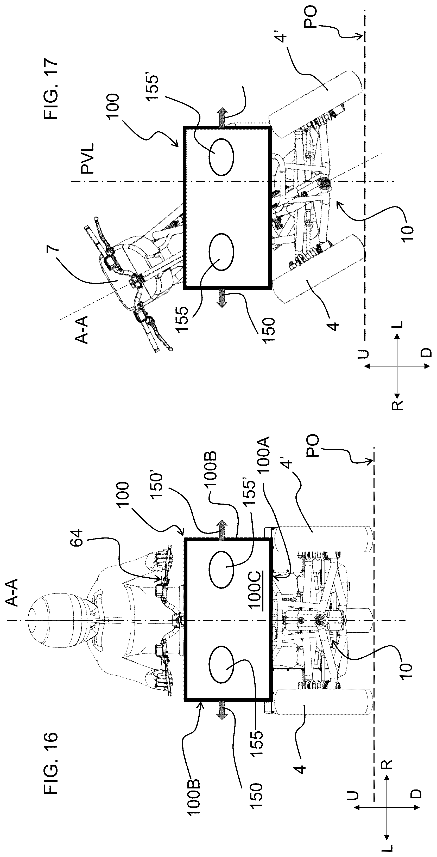 Patent US12325483 Figure 20 – Saddle riding rolling loading surface placed above the upper cross member of the rolling four-bar linkage