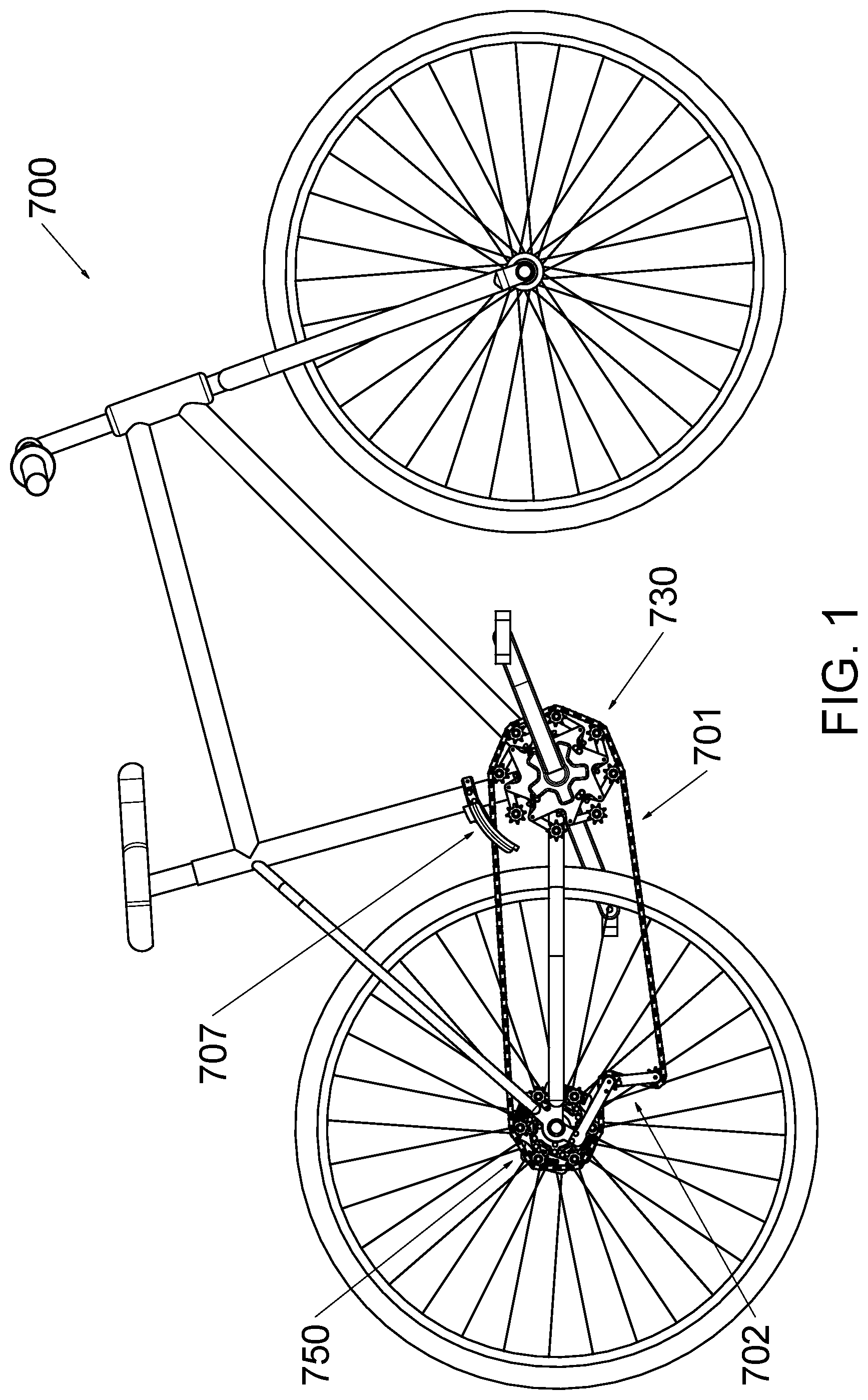 Patent US12325492 Figure 1 – Automatic transmission system for a bicycle
