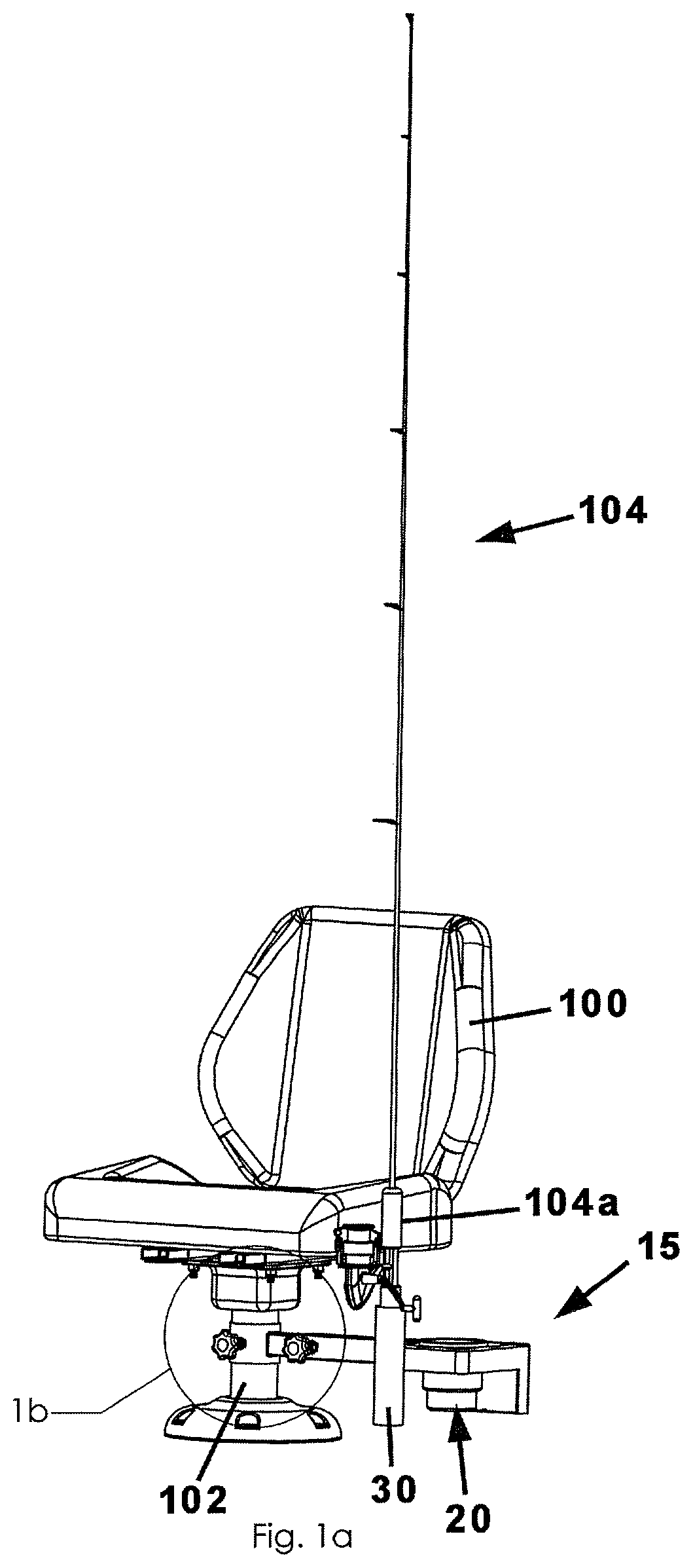 Patent US12325495 Figure 1 – Boat seat with integrated rod and beverage holders