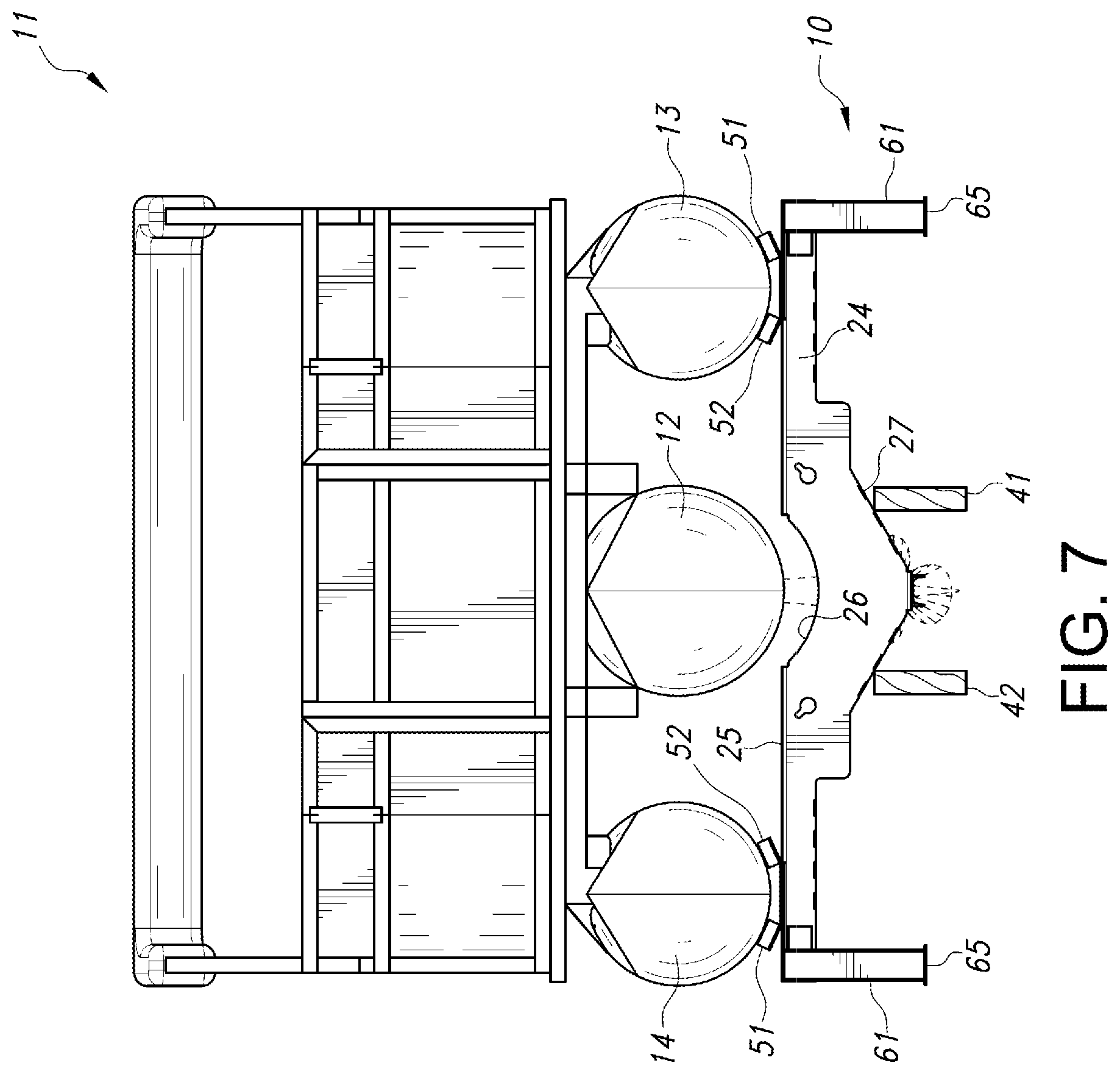 Patent US12325498 Figure 7 – Boat cradle assembly for boat transport and dry storage
